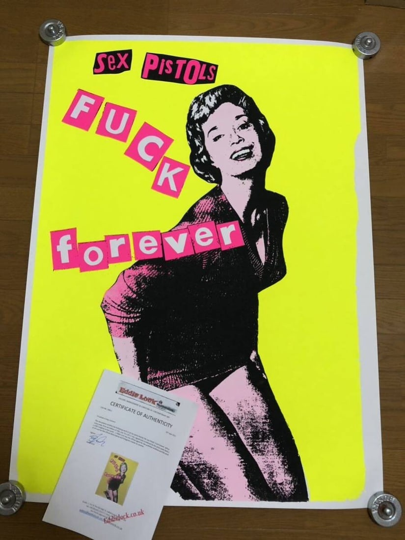 Sex Pistols Jamie Reid " FOREVER" Vintage Original Silkscreen Poster Signed COA: Sex Pistols Jamie Reid " FOREVER" Vintage Original Silkscreen Poster Signed COA Item Specifics: Artist: Jamie Reid Sex Pistols Image Orientation: Portrait Size: Large Signed: Yes Material: Paper Certi