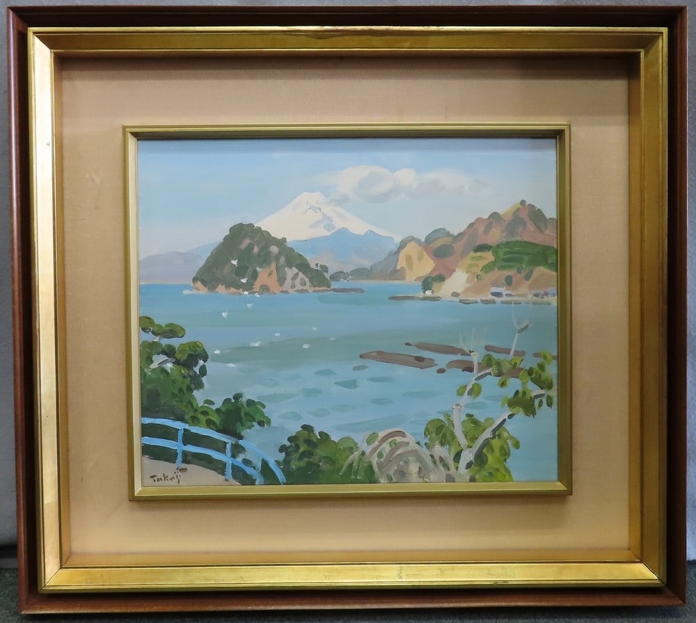 Takuji Nakamura Oil Painting Fuji from Mitsu Mount Fuji Landscape F8 Framed (1 of 5)