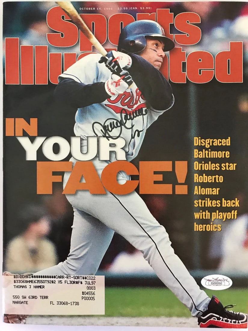 Sports Illustrated Roberto Alomar Signed October 14 1996 JSA: Sports Illustrated Roberto Alomar Signed October 14 1996 JSA Item Specifics: Brand: James Spence Authentication (JSA) This is a Roberto Alomar Autographed Sports Illustrated Magazine Signed in black s