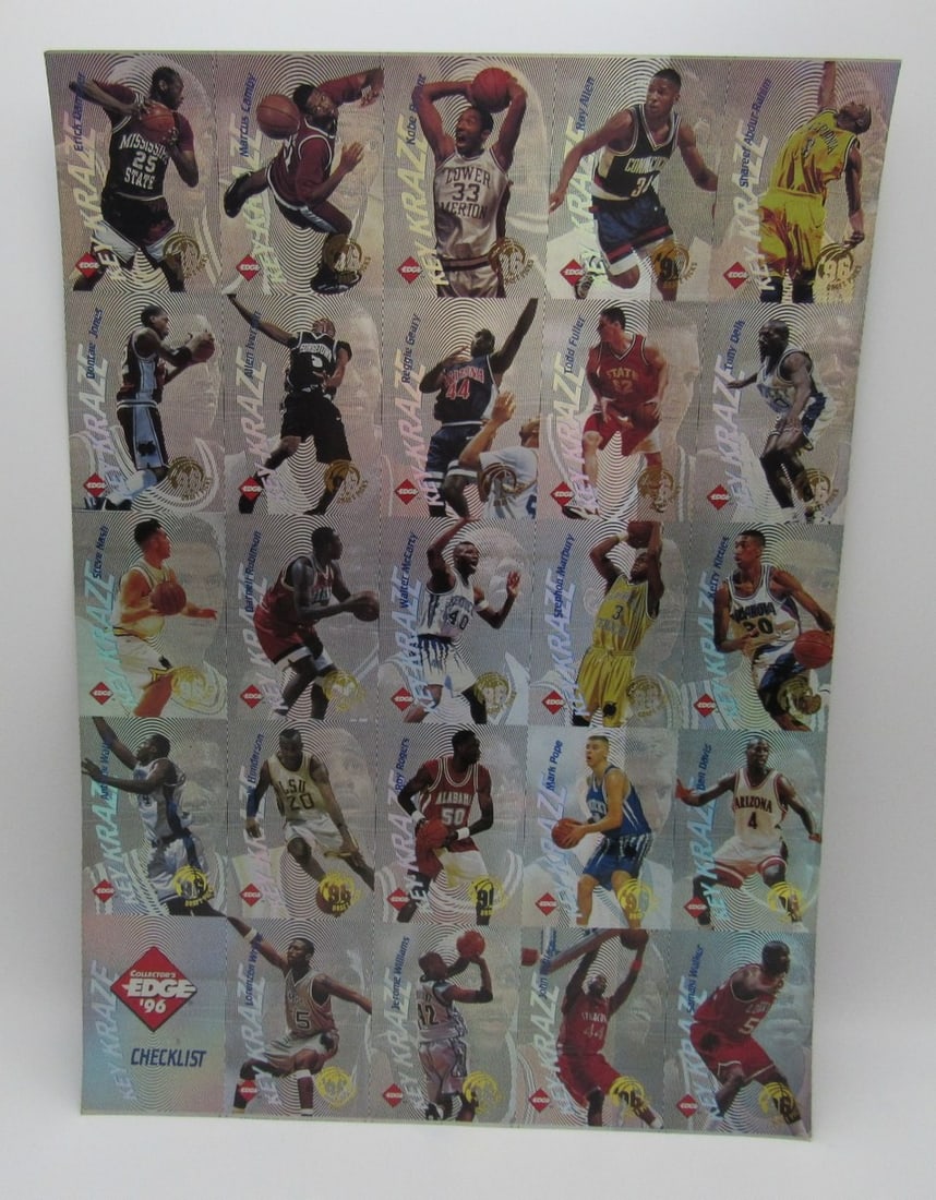 1996 Collectors Edge Key Kraze Full Uncut Sheet Kobe/ Iverson/ Nash RC 208118: 1996 Collectors Edge Key Kraze Full Uncut Sheet Kobe/ Iverson/ Nash RC 208118 Full Uncut Sheet featuring RC cards of Kobe Bryant, Allen Iverson, and Steve Nash from the 1996 Collectors Edge Key Kraze 