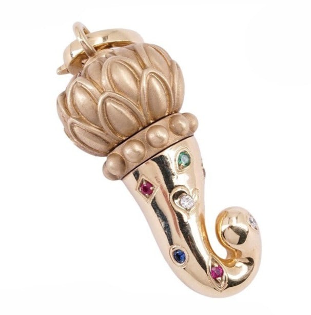 Chantecler Cornetto Ruby Sapphire Emerald Diamond 9k Yellow Gold Pendant Charm: Chantecler Cornetto Ruby Sapphire Emerald Diamond 9k Yellow Gold Pendant Charm Item Specifics: Pendant Shape: Cornetto Occasion: Anniversary Birthday Christening Christmas Confirmation/Communion Engag