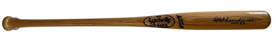 Louisville Slugger 125 Bat Autographed By Red Schoendienst: Louisville Slugger 125 Bat Autographed By Red Schoendienst Signed in blue sharpie across the barrel, Red Schoendienst's mark adds significance to this Louisville Slugger 125 Bat. The bat bears an insc