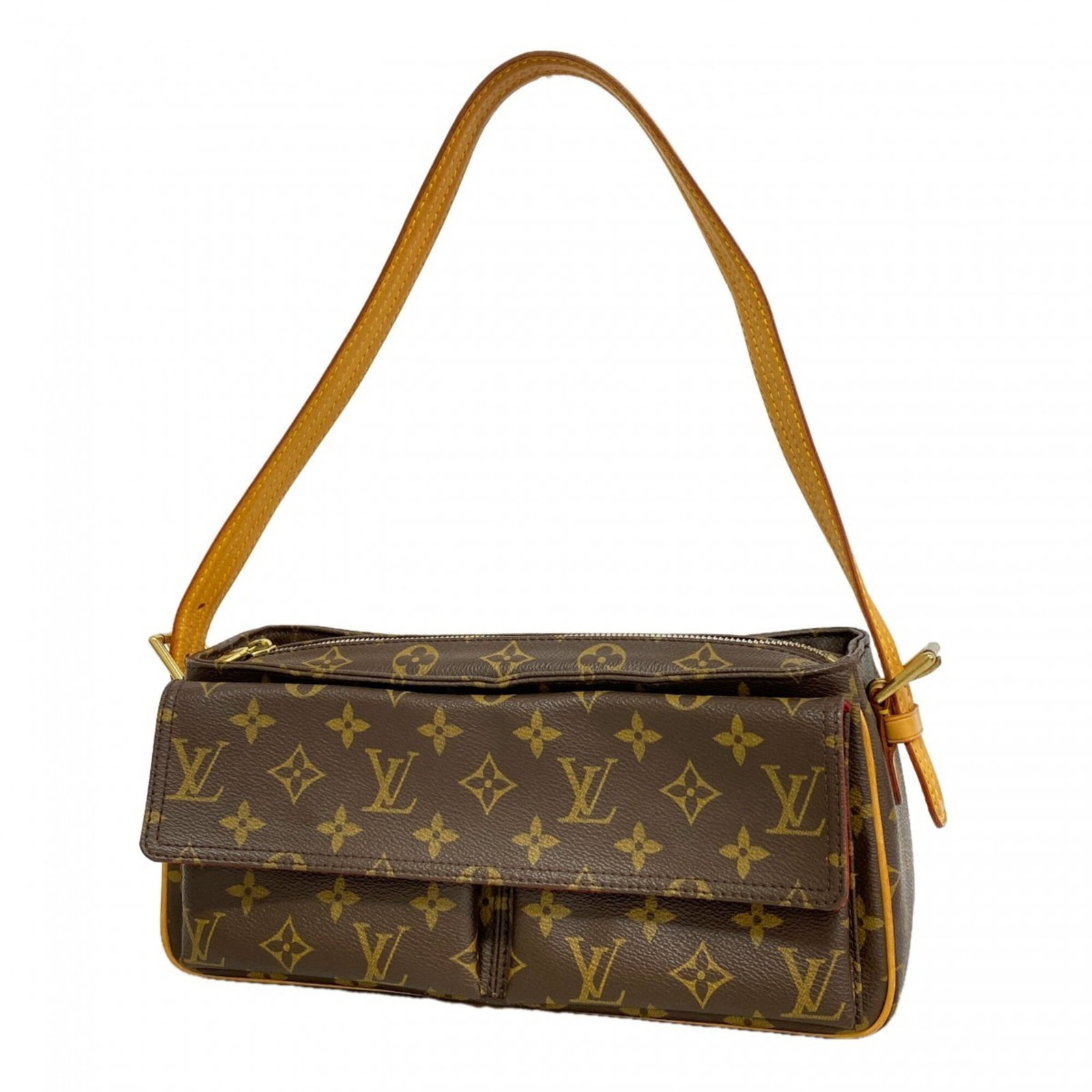 Shoulder Bag By Louis Vuitton: Shoulder Bag By Louis Vuitton Brown Louis Vuitton shoulder bag with dimensions 14cm x 30cm x 9cm. This classic design features the iconic monogram pattern and a sturdy build, making it a timeless acce