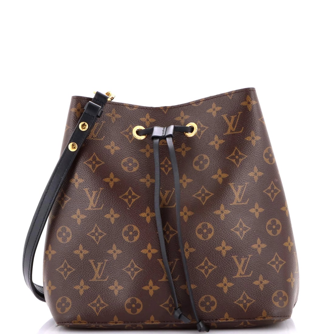 NeoNoe MM Monogram Canvas with Leather Handbag Louis Vuitton: NeoNoe MM Monogram Canvas with Leather Handbag Louis Vuitton Black NeoNoe MM Monogram Canvas with Leather Handbag from Louis Vuitton, featuring a bucket style design and classic monogram pattern. The 