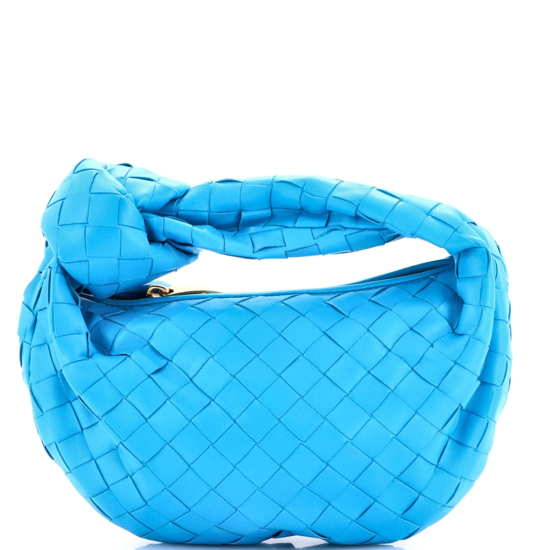 Bottega Veneta BV Jodie Hobo Intrecciato Nappa Mini: Bottega Veneta BV Jodie Hobo Intrecciato Nappa Mini Blue Bottega Veneta BV Jodie Hobo Intrecciato Nappa Mini Bag. This mini hobo features exterior leather with a blue color, gold hardware, and an inte