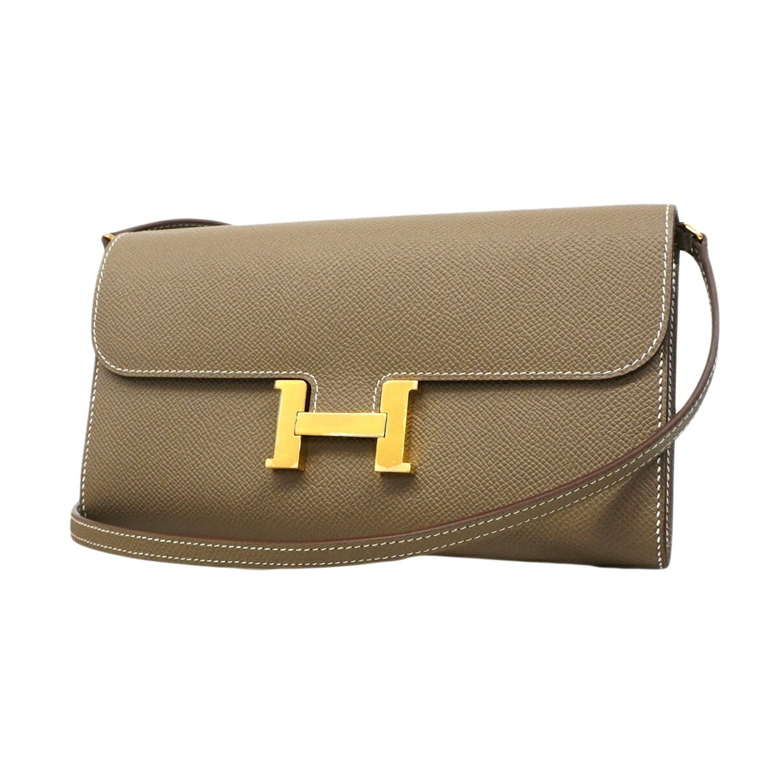 Hermes Chain Epsom Leather Wallet Shoulder: Hermes Chain Epsom Leather Wallet Shoulder Epsom leather craftsmanship meets modern style in the Hermes Chain Epsom Leather Wallet Shoulder, featuring a sleek and sophisticated design with an Etoupe g