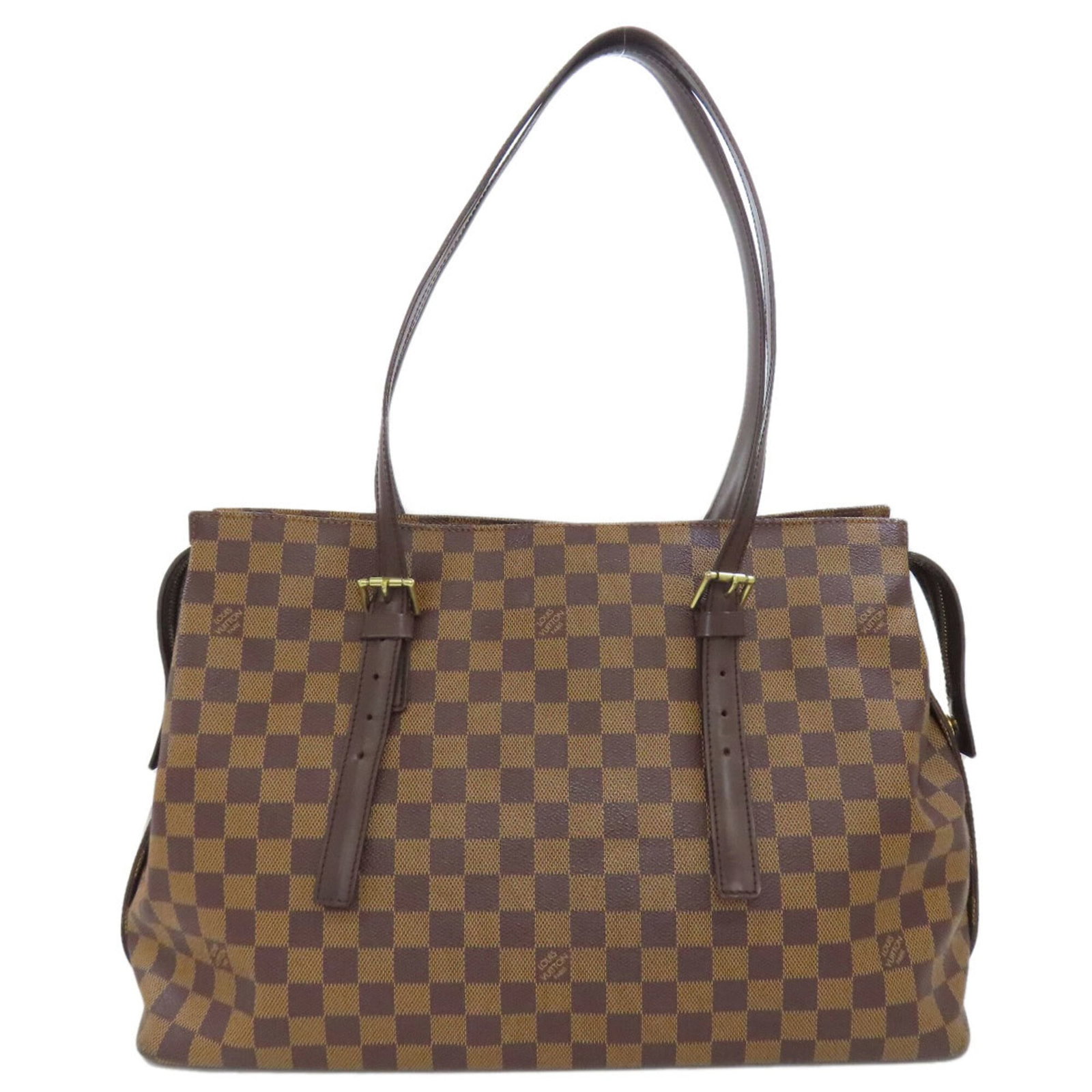 Vuitton Canvas Damier Bag Tote Louis: Vuitton Canvas Damier Bag Tote Louis Damier Canvas, Ebene closure, and classic tote design make this Louis Vuitton bag a timeless choice. Measuring 26.5cm x 41cm x 15cm, it features a sturdy Damier ca