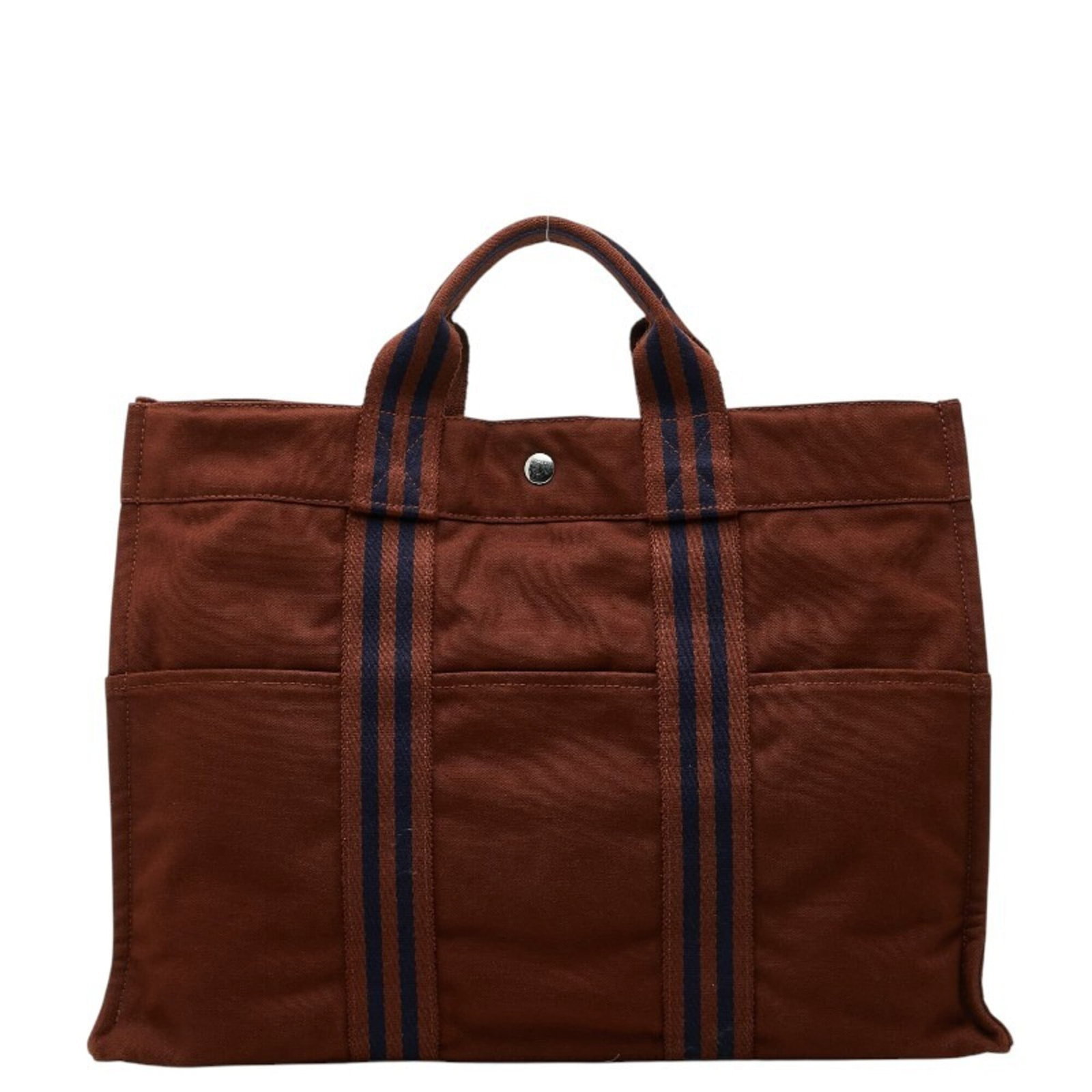 Hermes Tote Bag Cotton Canvas: Hermes Tote Bag Cotton Canvas Cotton canvas construction provides a durable and long-lasting tote bag. The brown color and classic design make it a timeless accessory for everyday use. Measuring 31cm