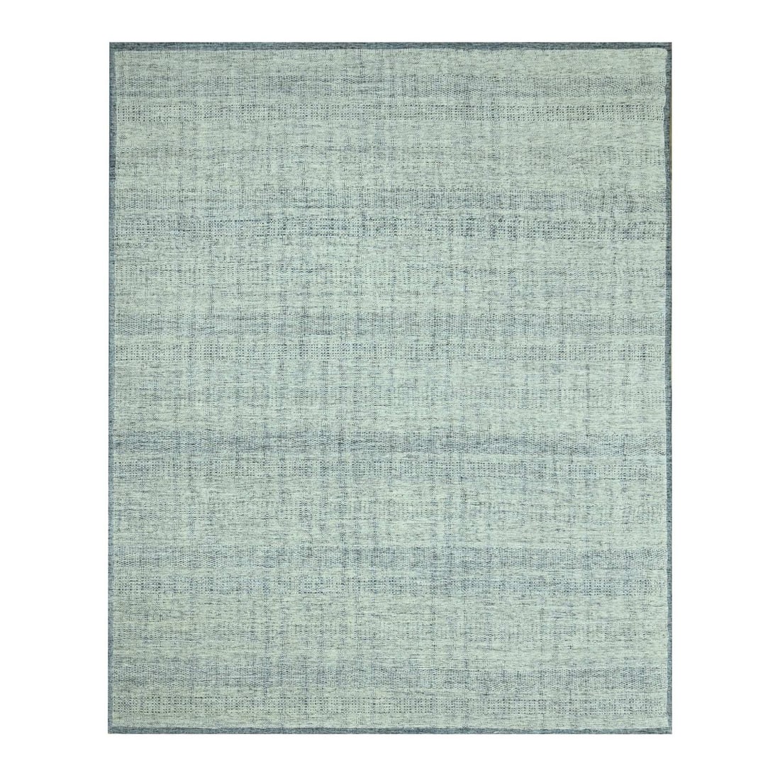 Hand Knotted Rug 8'x10' Blue Wool Oxidized and Distressed Grass Design: Hand Knotted Rug 8'x10' Blue Wool Oxidized and Distressed Grass Design This hand-knotted wool rug boasts an striking blue oxidized and distressed grass design, adding a modern touch to any indoor spac