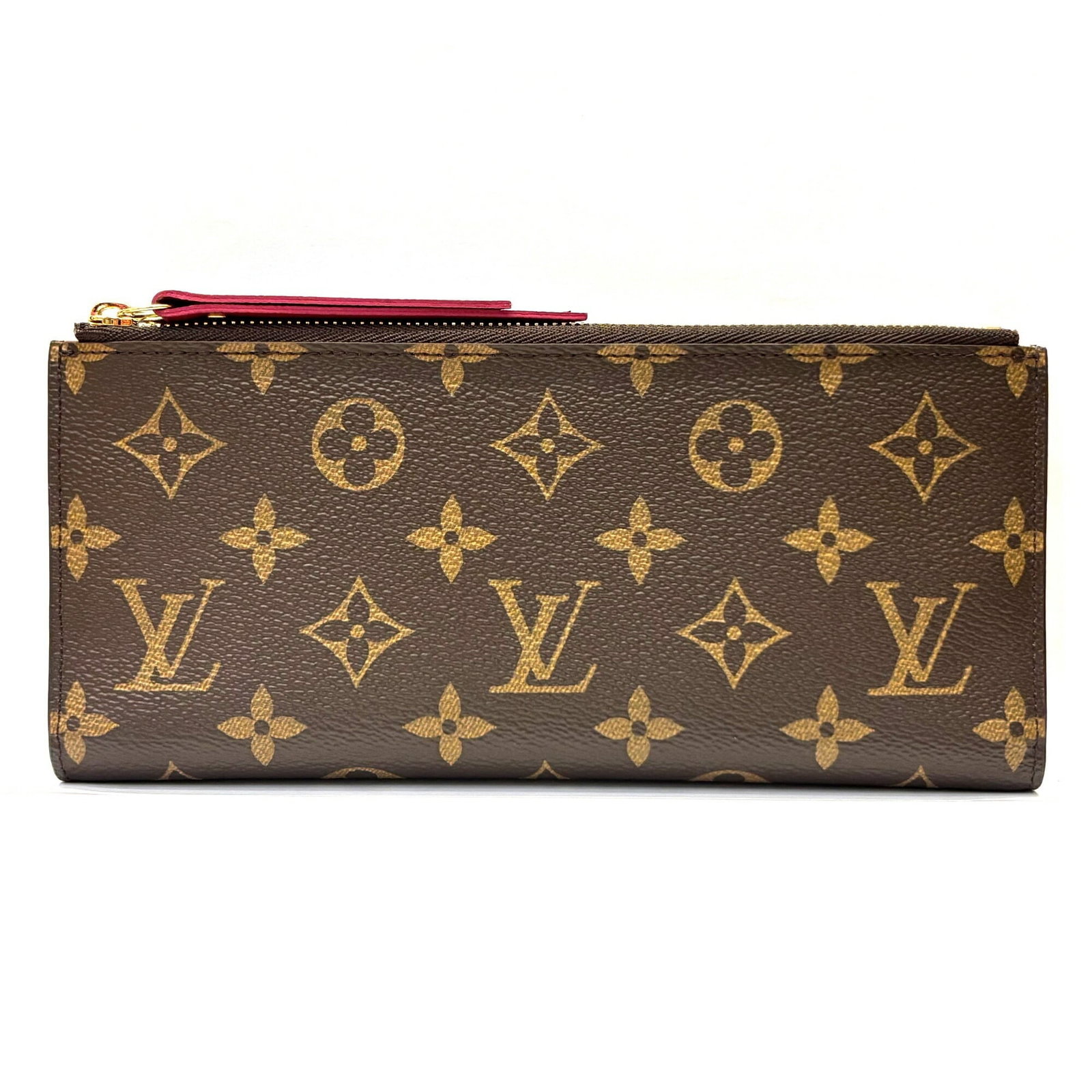 Louis Vuitton Monogram Bi Fold Long Wallet: Louis Vuitton Monogram Bi Fold Long Wallet Brown and red monogram pattern adorns this bi-fold long wallet, adding a touch of classic elegance to any outfit. Made from high-quality materials, its
