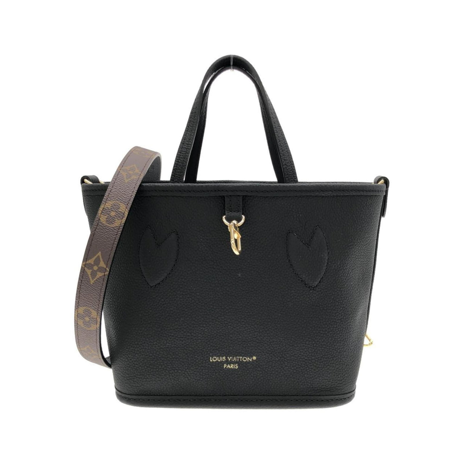 Handbag Leather Monogram Louis Vuitton: Handbag Leather Monogram Louis Vuitton Monogrammed leather bag in black and marron, featuring gold hardware. This Louis Vuitton handbag measures 27cm x 19cm x 11cm and weighs 470g, with a handle lengt