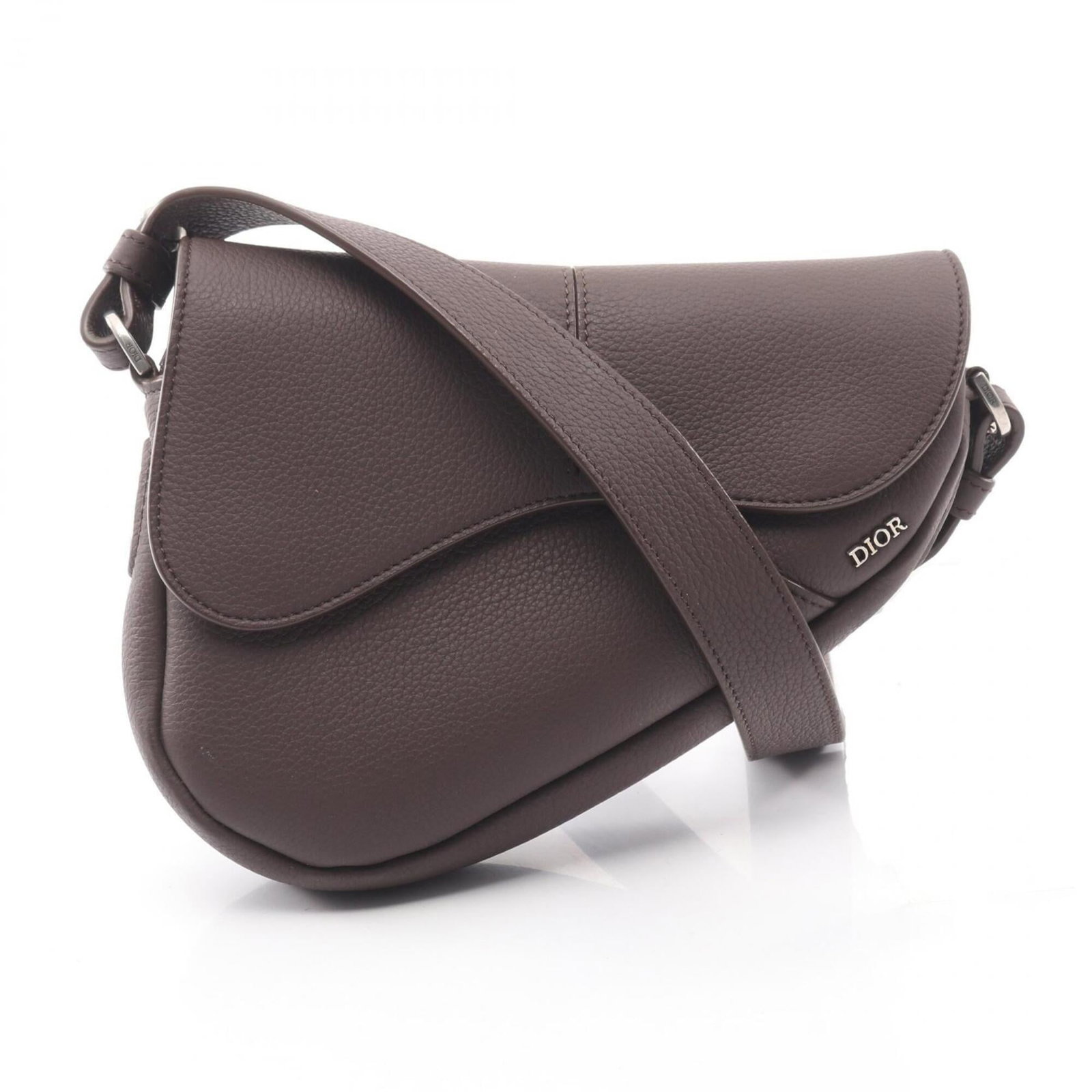 Saddle Leather Bag Shoulder Handbag Dior Christian: Saddle Leather Bag Shoulder Handbag Dior Christian Saddle Leather Bag Shoulder Handbag Dior Christian - A stylish shoulder bag with a rich brown leather exterior, measuring 13cm x 19cm x 3.5cm, perfec