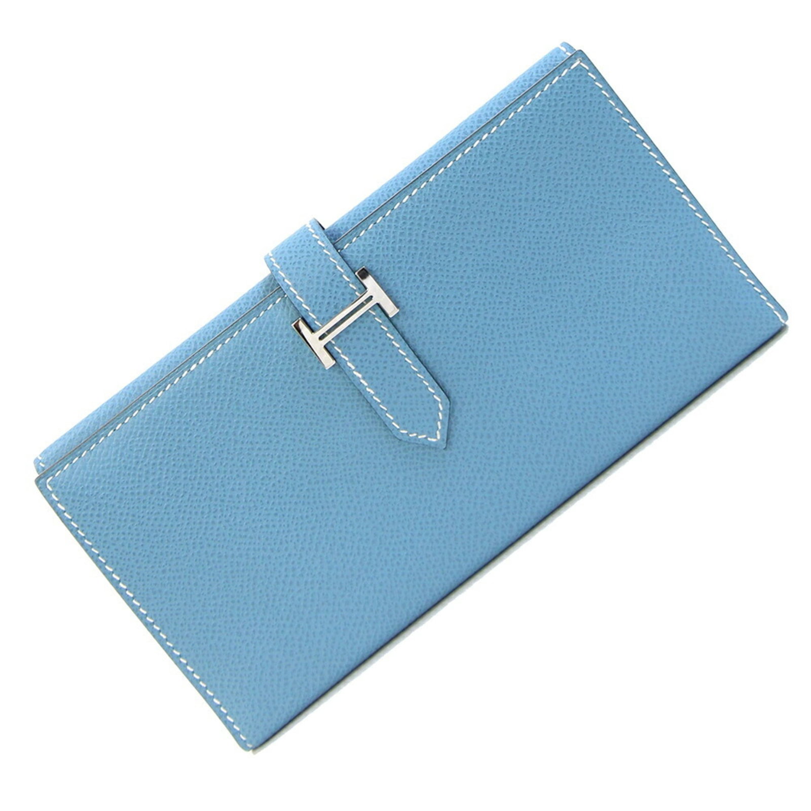 Long Hermes Tri Fold Epsom Leather Wallet: Long Hermes Tri Fold Epsom Leather Wallet The Long Hermes Tri Fold Epsom Leather Wallet boasts its sleek, blue hue and classic tri-fold design. Made from high-quality Epsom leather, this wallet exudes