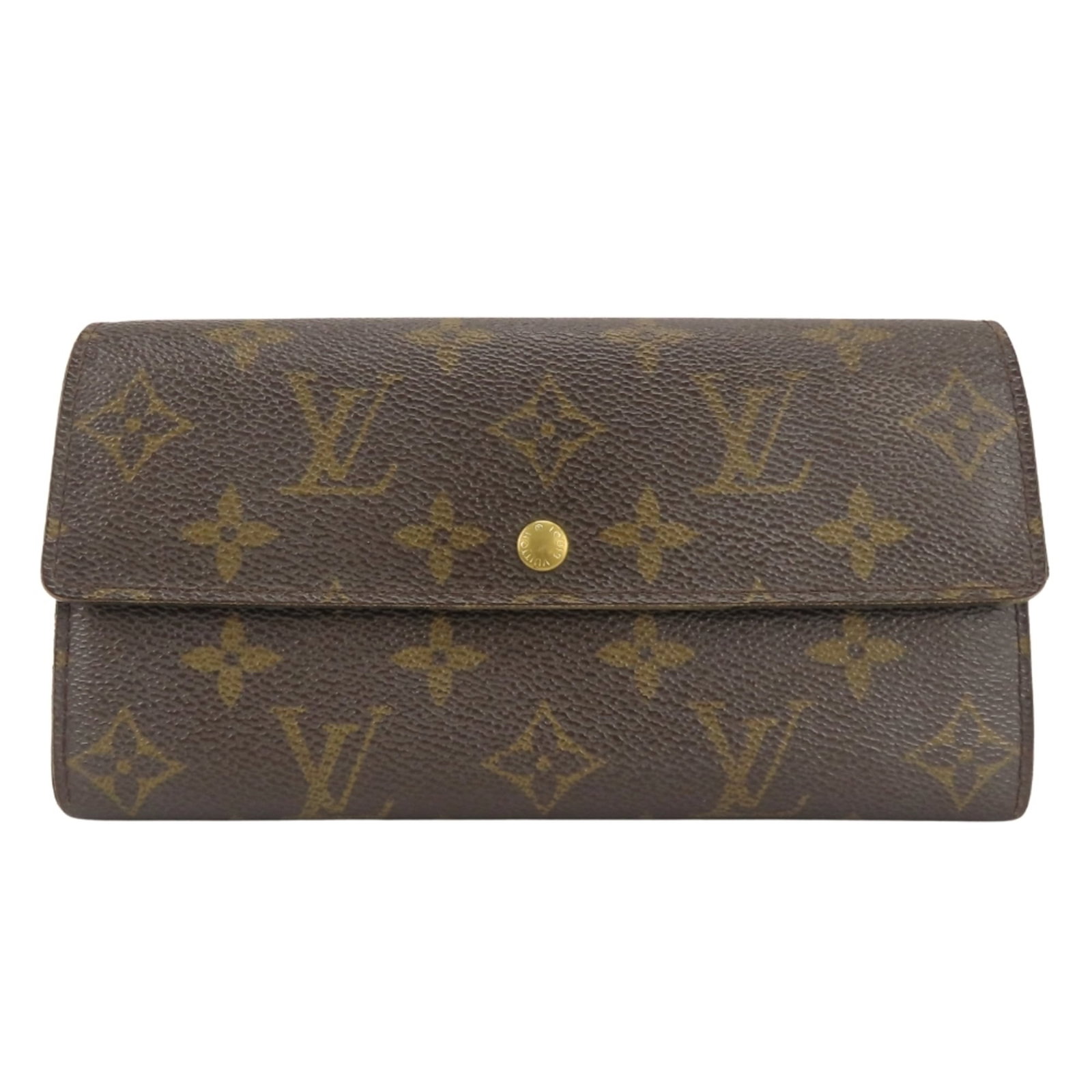 Louis Vuitton Monogram Bi Fold Long Wallet: Louis Vuitton Monogram Bi Fold Long Wallet Brown Monogram Bi Fold Long Wallet by Louis Vuitton measures 9.5cm x 18.5cm x 3cm, featuring the iconic Monogram pattern on its surface. This bi-fold wallet 