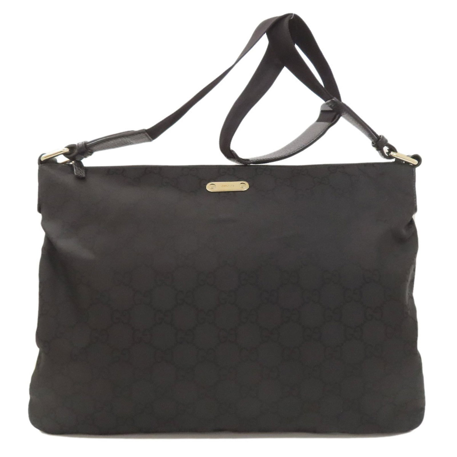 Nylon Gucci Bag Shoulder: Nylon Gucci Bag Shoulder The Gucci MPN 190628 Nylon Shoulder Bag features a sleek black nylon design with a compact size, measuring 34cm x 47cm x 1cm. This stylish shoulder bag has a simple yet modern
