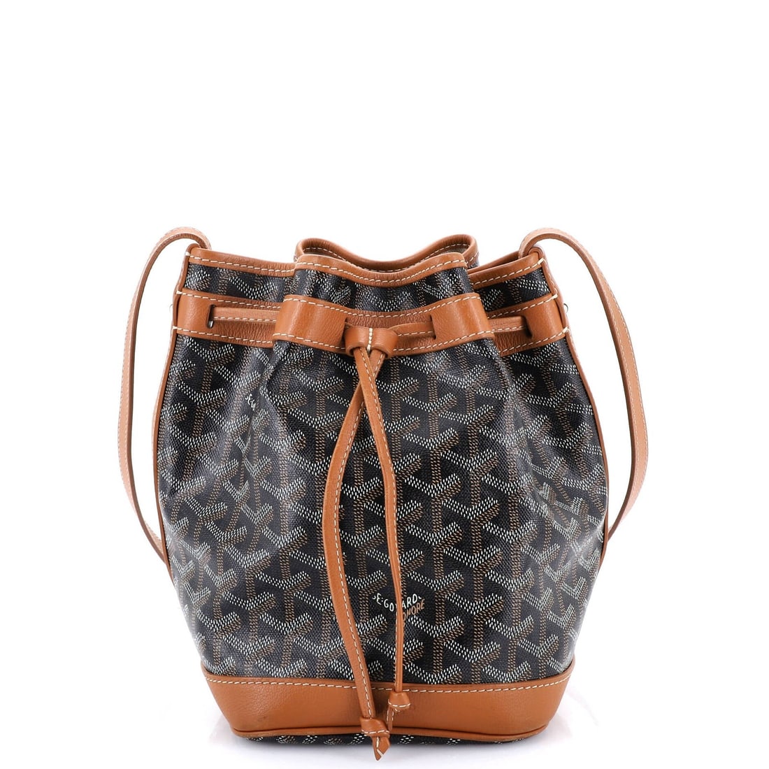 Goyard Petit Flot Bucket Bag Coated Canvas PM: Goyard Petit Flot Bucket Bag Coated Canvas PM The Goyard Petit Flot Bucket Bag Coated Canvas PM boasts a timeless design with its classic bucket shape and coated canvas exterior. Measuring 9" in heigh