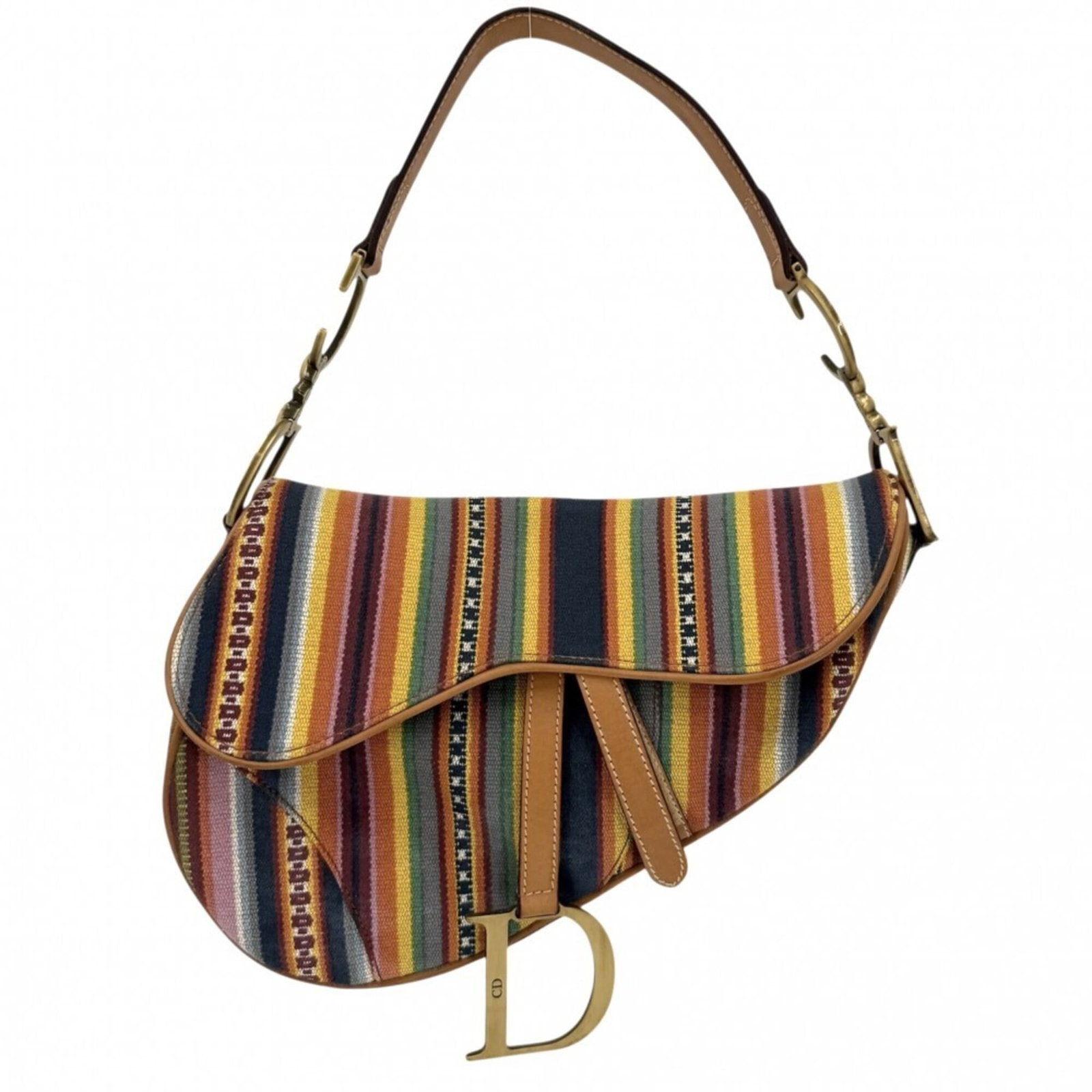 Christian Dior Handbag Leather Saddle Bag Canvas: Christian Dior Handbag Leather Saddle Bag Canvas Canvas and leather come together in this vibrant Christian Dior Saddle Bag, featuring a unique multi-color design. The bag's canvas and leather materia