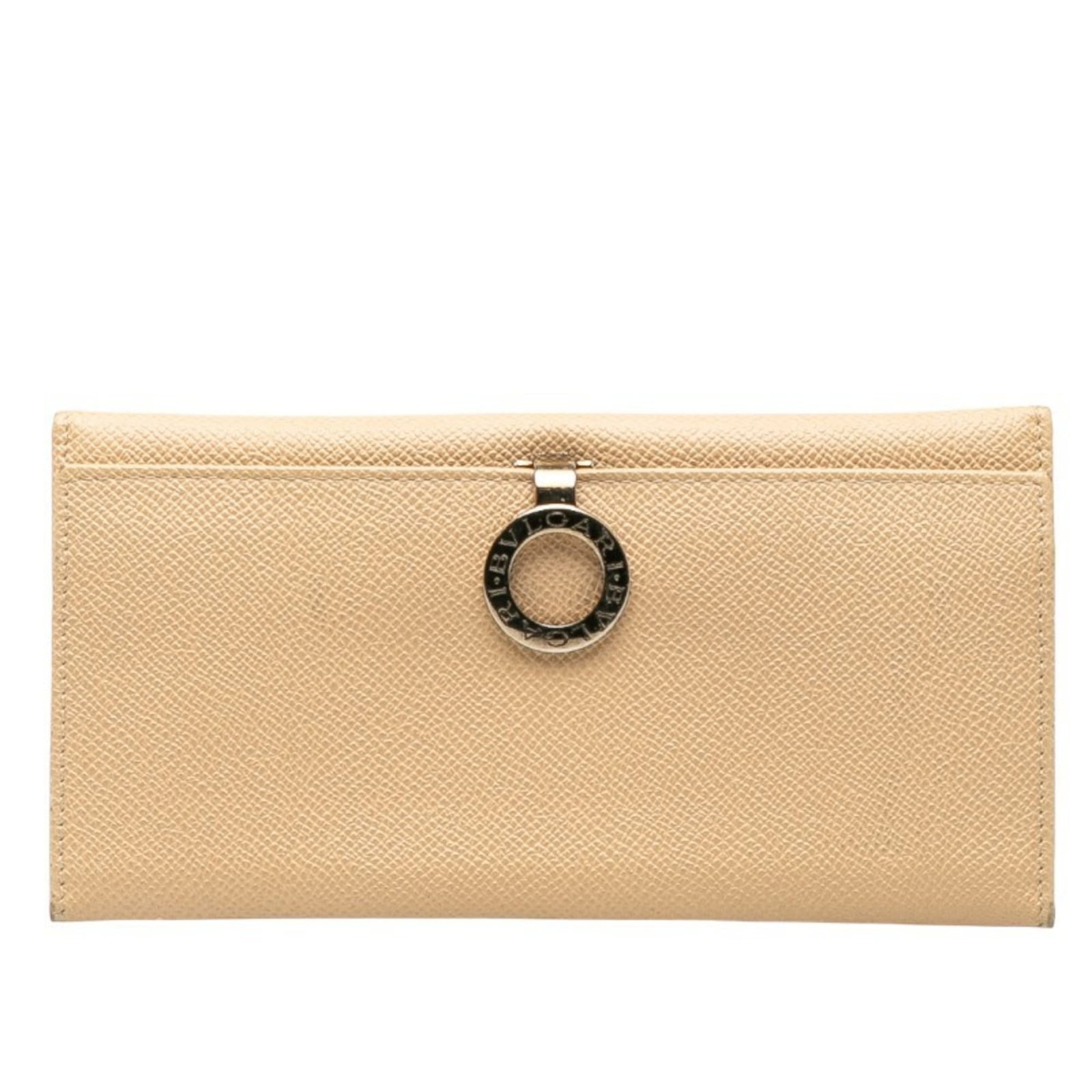 Bvlgari Long Wallet (Bi-Fold) Leather: Bvlgari Long Wallet (Bi-Fold) Leather Bvlgari Long Wallet (Bi-Fold) Leather - A stylish and functional accessory, this beige leather bi-fold wallet features classic design with clean lines. Made from 