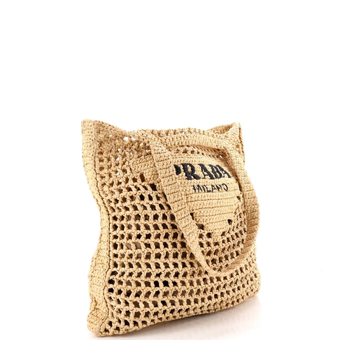 Open Raffia Tote Logo Triangle Prada - 2