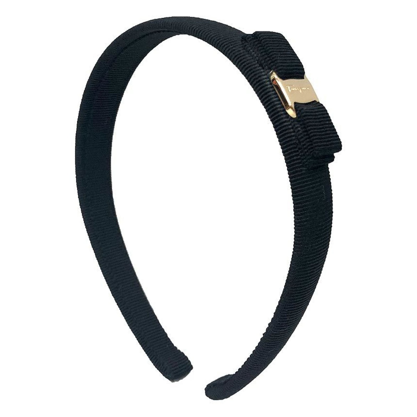 Alice Band Cotton by Salvatore Ferragamo: Alice Band Cotton by Salvatore Ferragamo This Salvatore Ferragamo Alice band cotton is made from high-quality materials, featuring a sleek black and gold design. The item comes in a compact size and i
