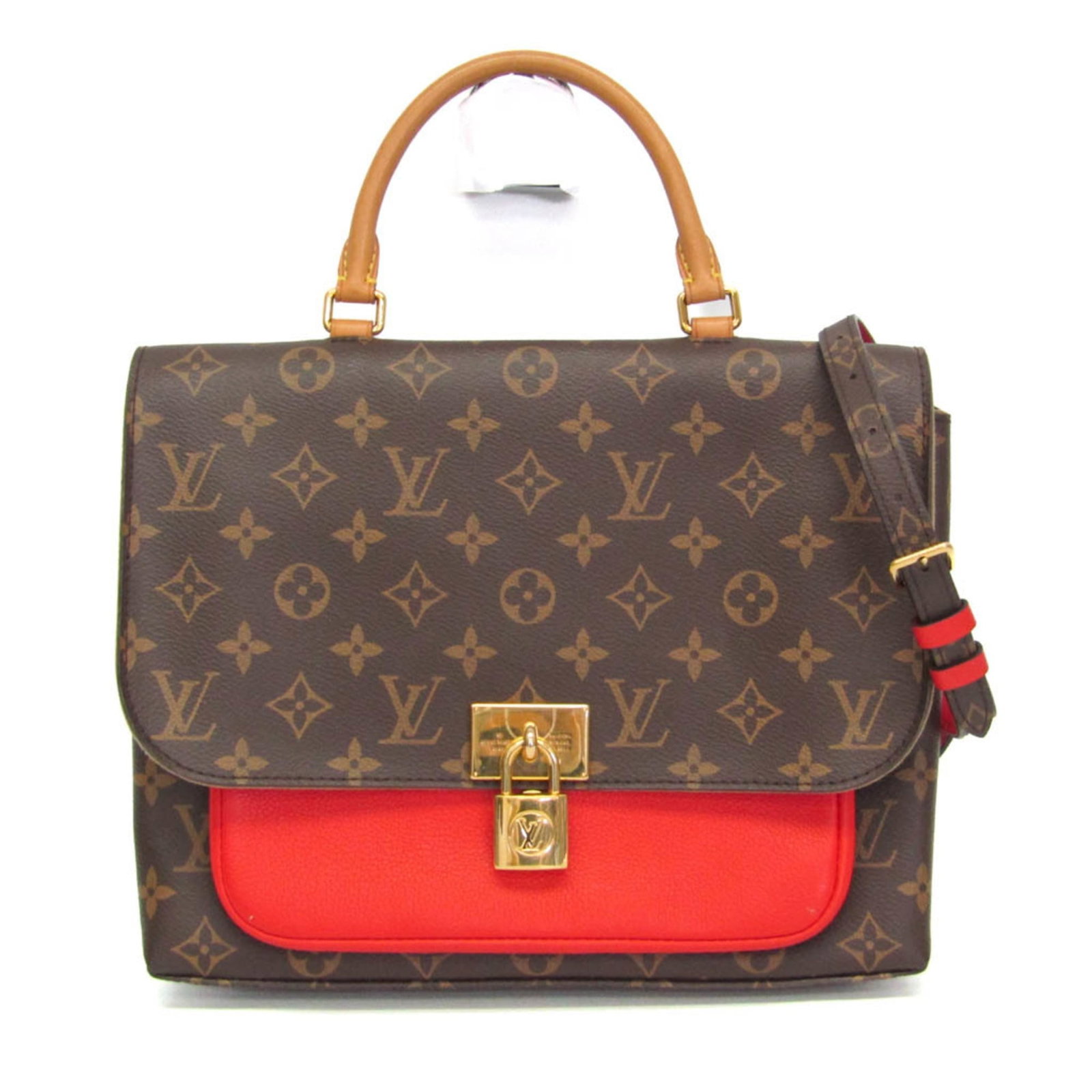 Shoulder Monogram Handbag Vuitton Louis: Shoulder Monogram Handbag Vuitton Louis The Louis Vuitton Monogram Marignan M44286 shoulder bag boasts its iconic monogram pattern in vibrant Coquelicots color. With a spacious open pocket and magneti