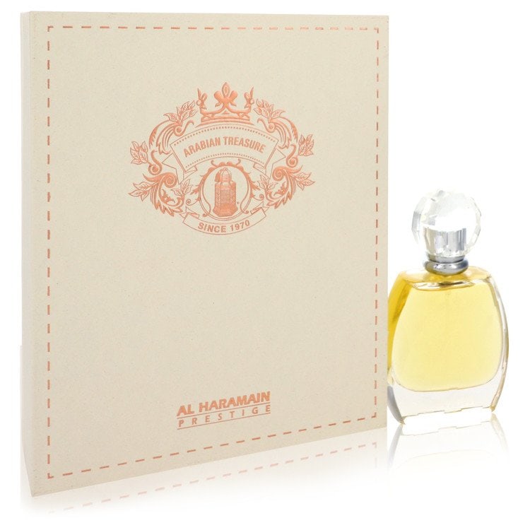 Al Haramain Arabian Treasure by Al Haramain Eau De Parfum Spray 2.4 oz: Al Haramain Arabian Treasure by Al Haramain Eau De Parfum Spray 2.4 oz Spicy and unexpected, Al Haramain Arabian Treasure combines warmth and spice for a bold fall fragrance. The scent features top no