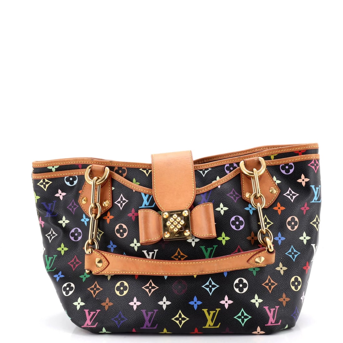 Louis Vuitton Annie Handbag Monogram Multicolor MM: Louis Vuitton Annie Handbag Monogram Multicolor MM Black Louis Vuitton Annie Handbag Monogram Multicolor MM in good condition, featuring canvas coated exterior with multicolor monogram pattern and gol