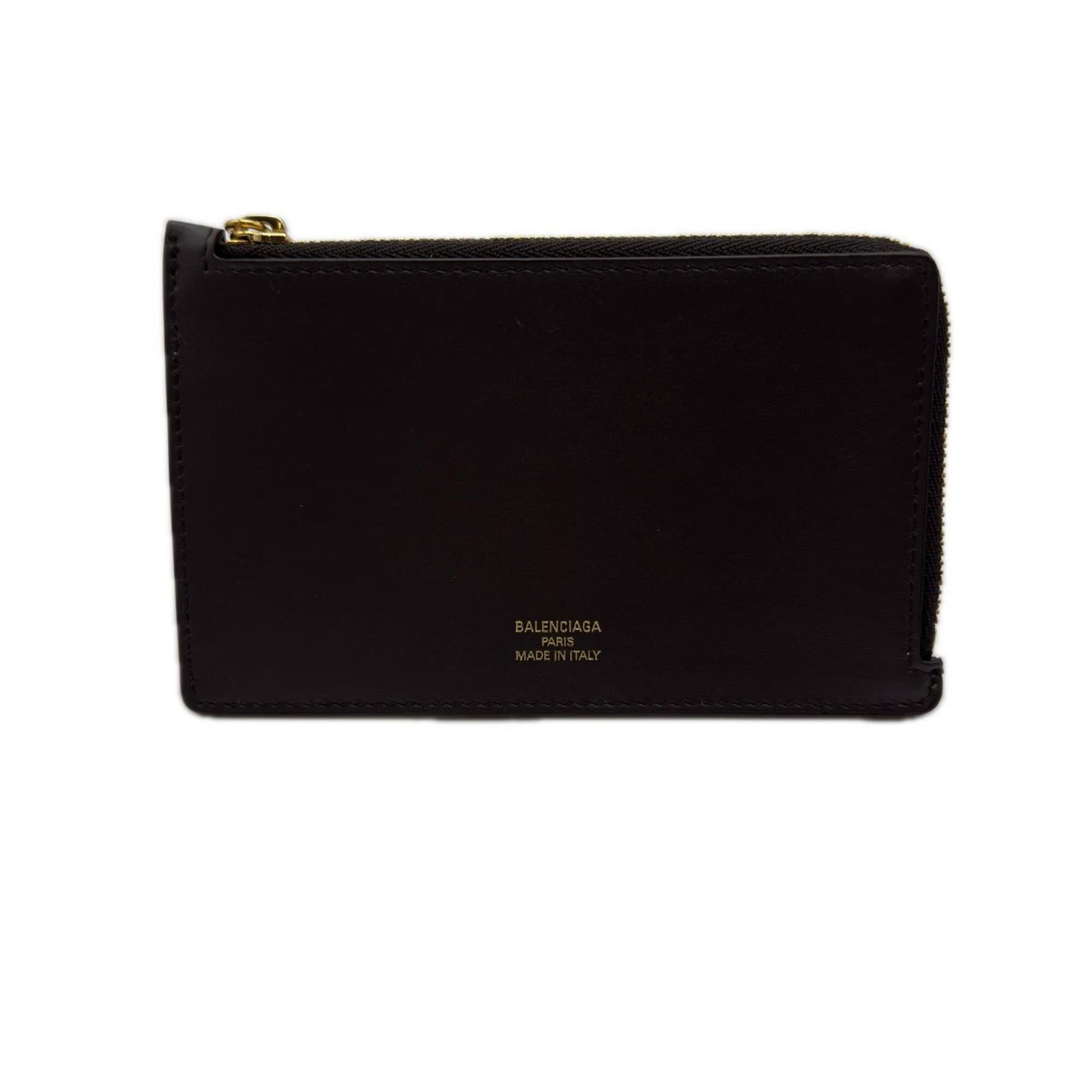 Coin purse leather case Balenciaga: Coin purse leather case Balenciaga Balenciaga's leather coin purse case boasts a classic design with a brown and yellow color combination, featuring a sturdy zipper closure. Made from high-quality cal