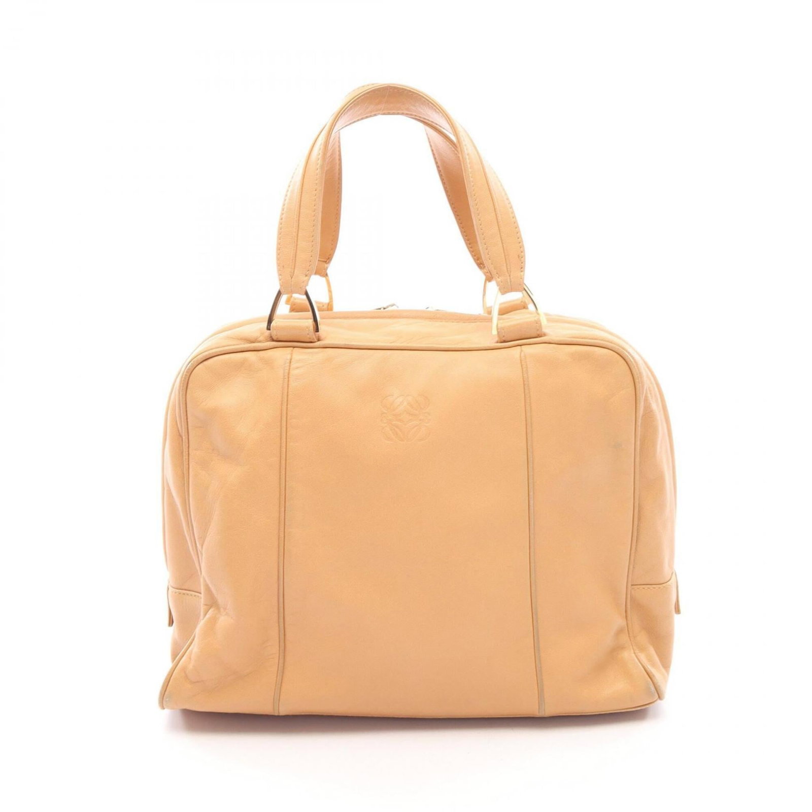Handbag Leather from Loewe: Handbag Leather from Loewe This beige Loewe handbag features high-quality leather construction, with precise measurements of 20cm x 26cm x 11cm. The classic design and timeless color make it a versati