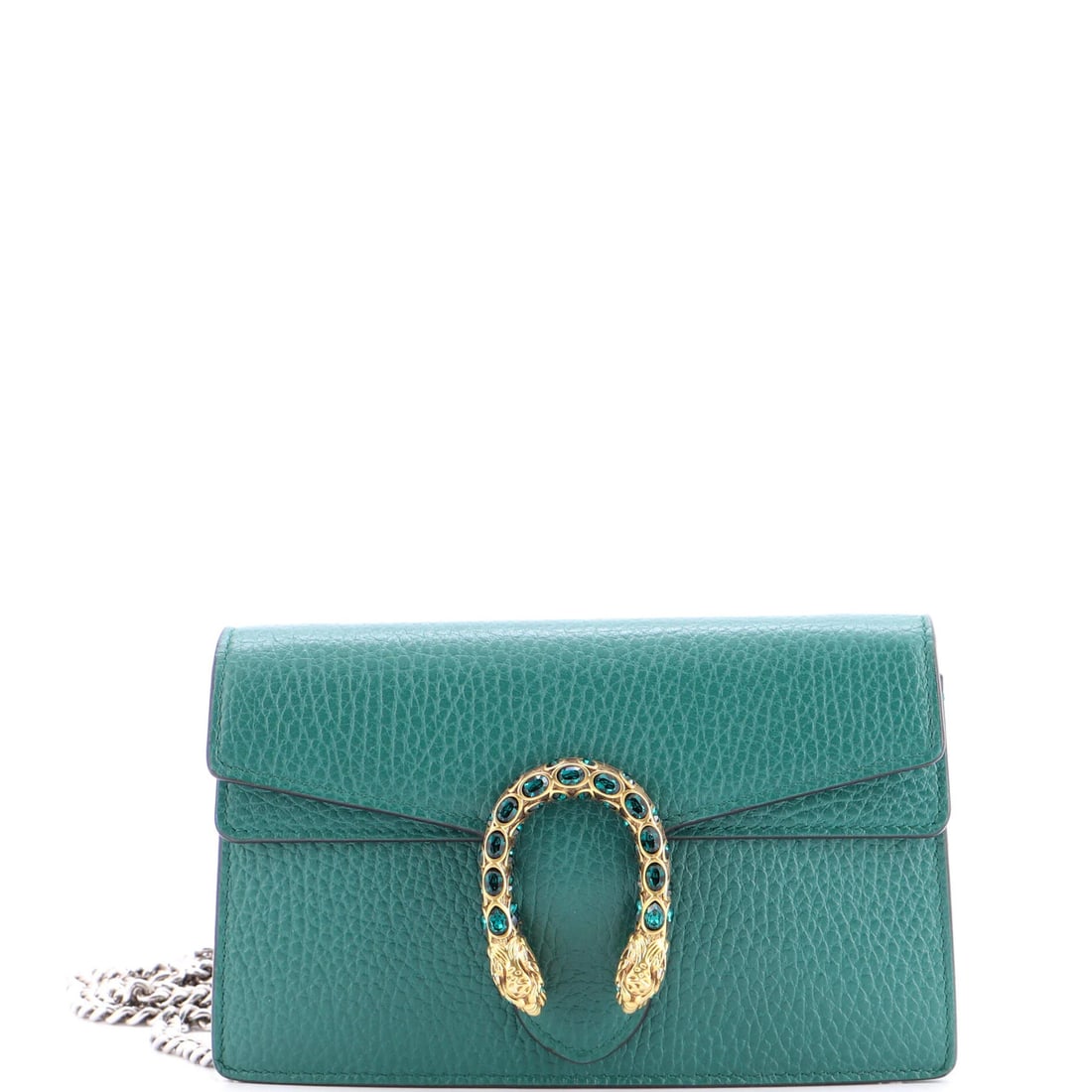Super Mini Gucci Leather Dionysus Bag: Super Mini Gucci Leather Dionysus Bag Super Mini Gucci Leather Dionysus Bag in Green. This super mini Dionysus bag features genuine green leather exterior, neutral microfiber interior, and silver hard