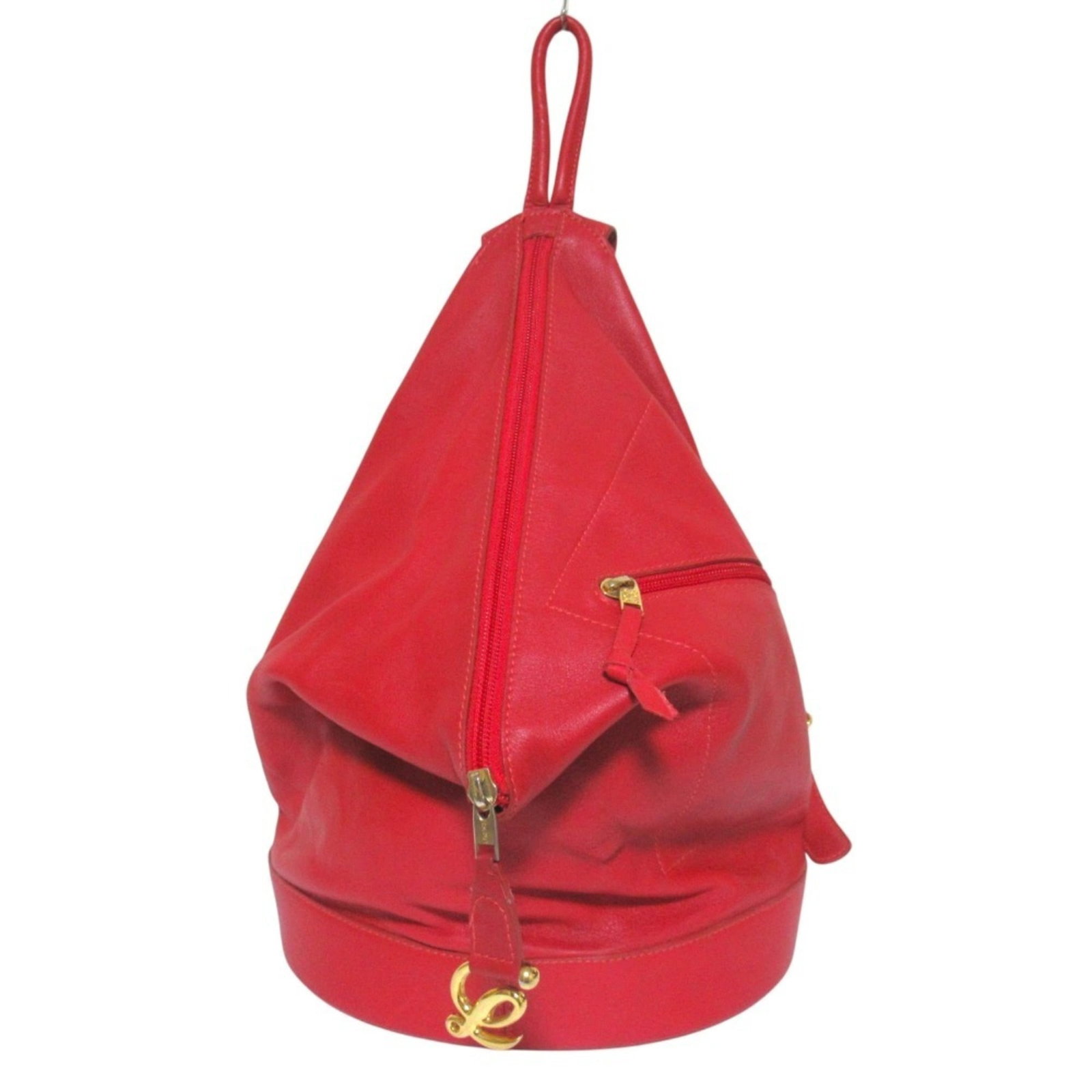 Backpack Leather: Backpack Leather Red leather backpack with dimensions 35cm x 25cm x 13cm. The item bears a signature, and its material and color make it a distinctive accessory for everyday use. This Loewe brand