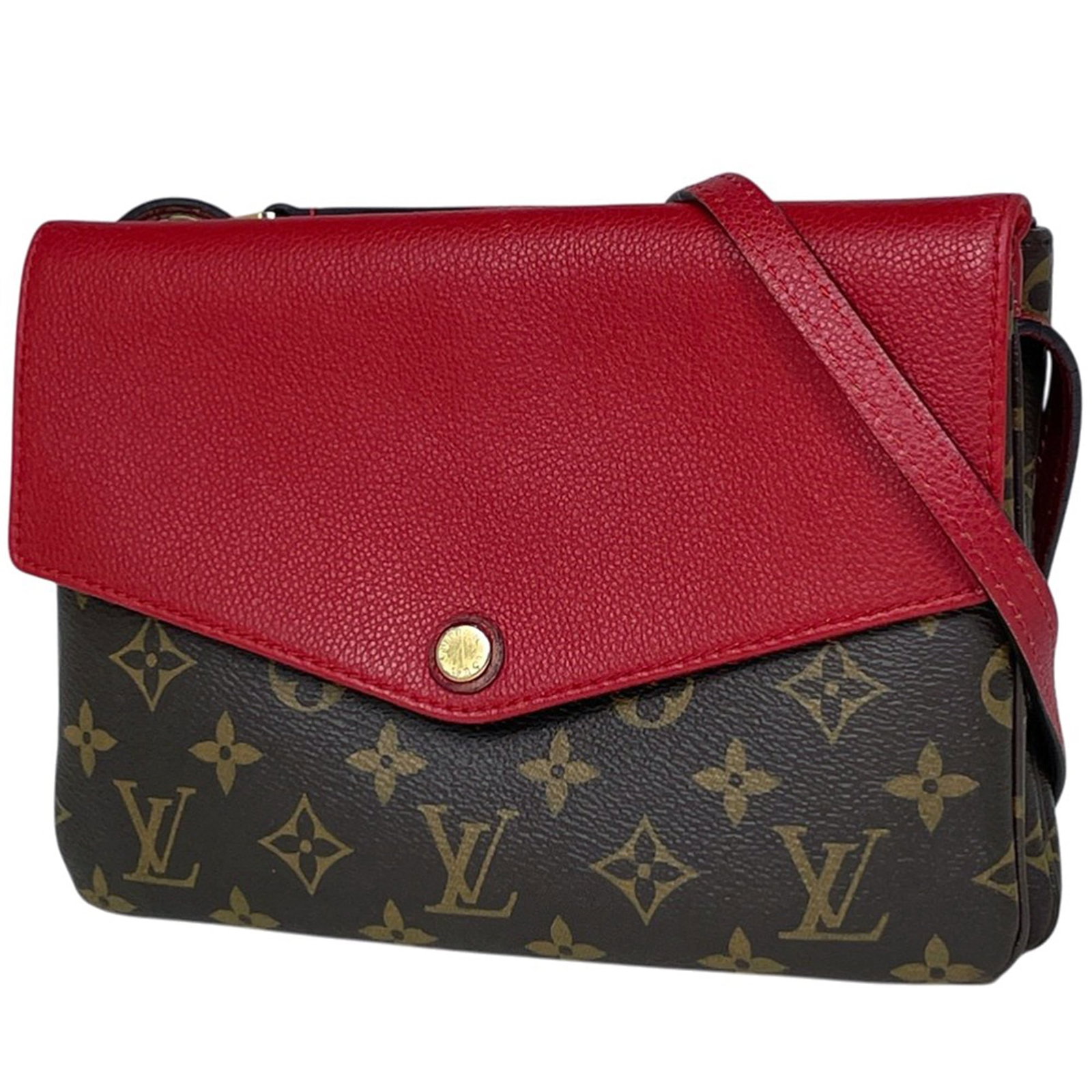 Monogram Louis Vuitton Shoulder Bag: Monogram Louis Vuitton Shoulder Bag Monogram Louis Vuitton Shoulder Bag in Brown, Cerise, and Red. This iconic shoulder bag features the classic Monogram pattern, crafted from high-quality materials
