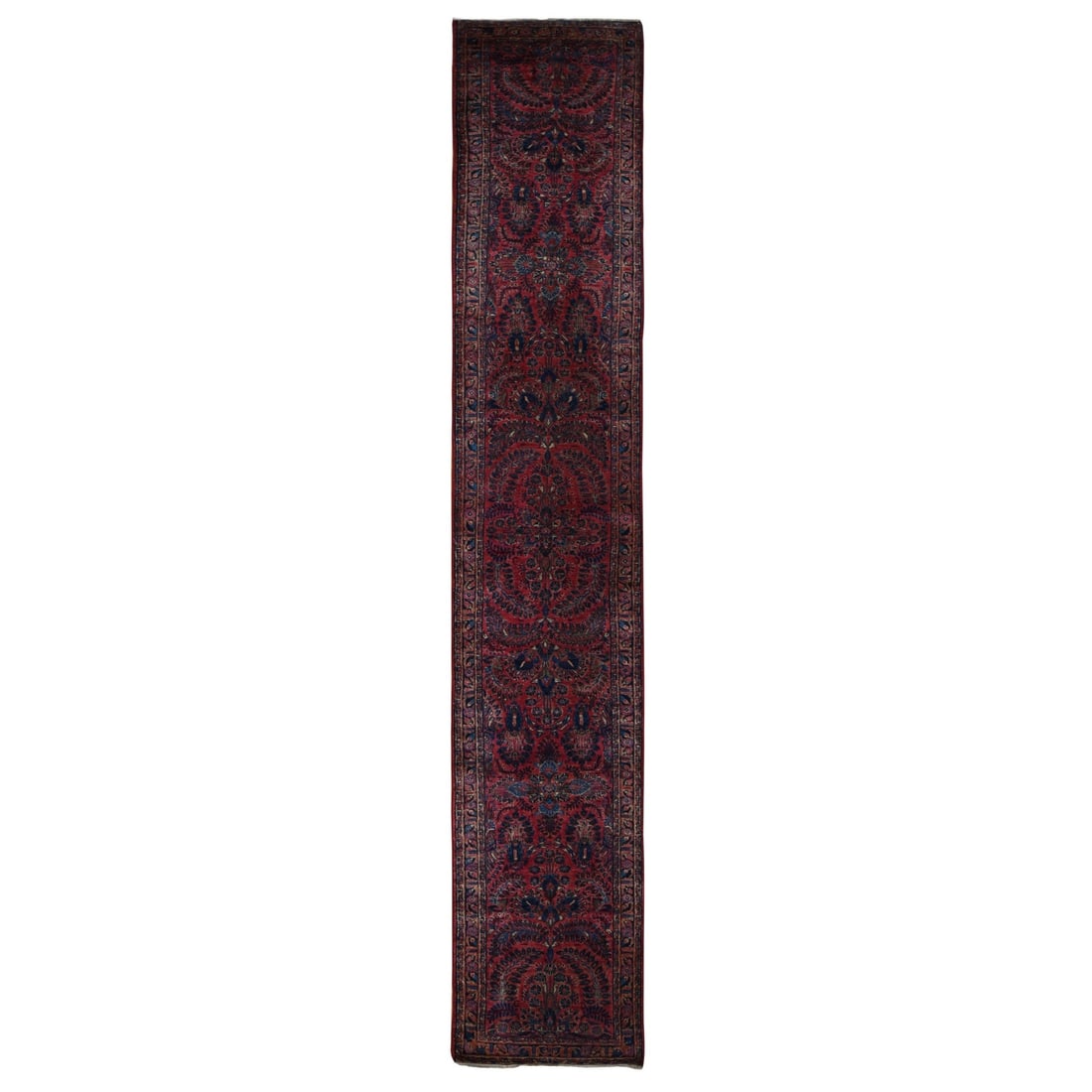 2'2"x13'1" Red Antique Zoroastrian Saroogh Hand Knotted Wool Runner Rug (1 of 8)