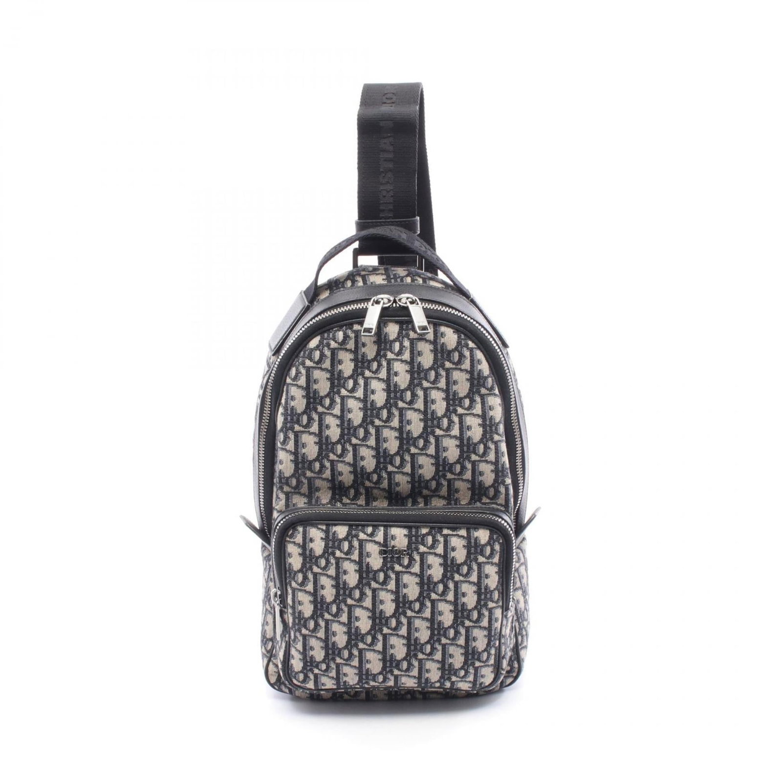 Dior Fanny Leather Bag Pack Sling Christian Canvas: Dior Fanny Leather Bag Pack Sling Christian Canvas Christian Dior's Fanny Leather Bag Pack Sling in Beige and Navy features a unique canvas and leather design, with clean lines and classic style. Meas