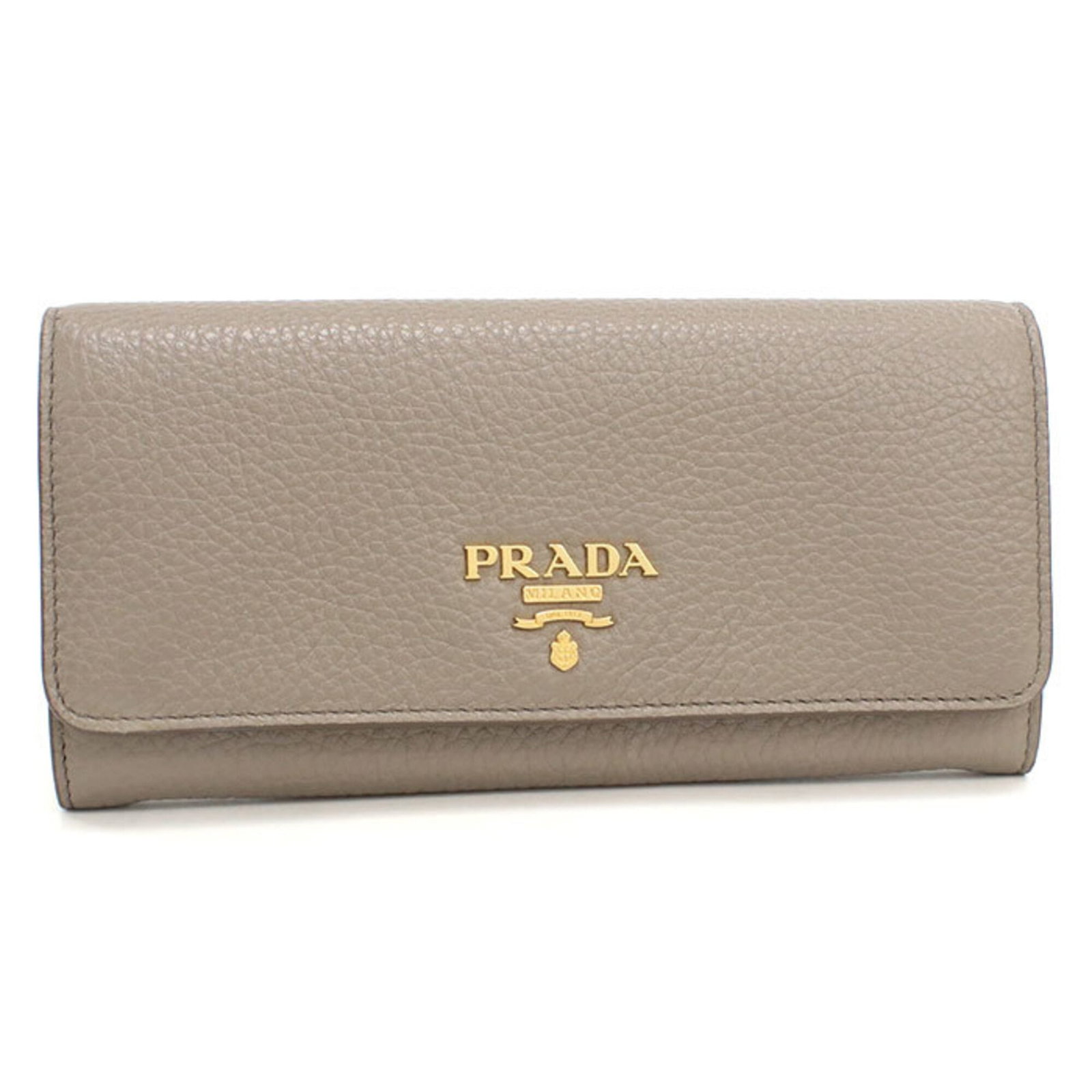 Long Wallet Leather Bi Fold Prada: Long Wallet Leather Bi Fold Prada This long wallet from Prada features a sleek, gray leather design with a bi-fold structure. Made in Italy, it measures 9.5cm x 18.5cm x 2.5cm and has a compact size t