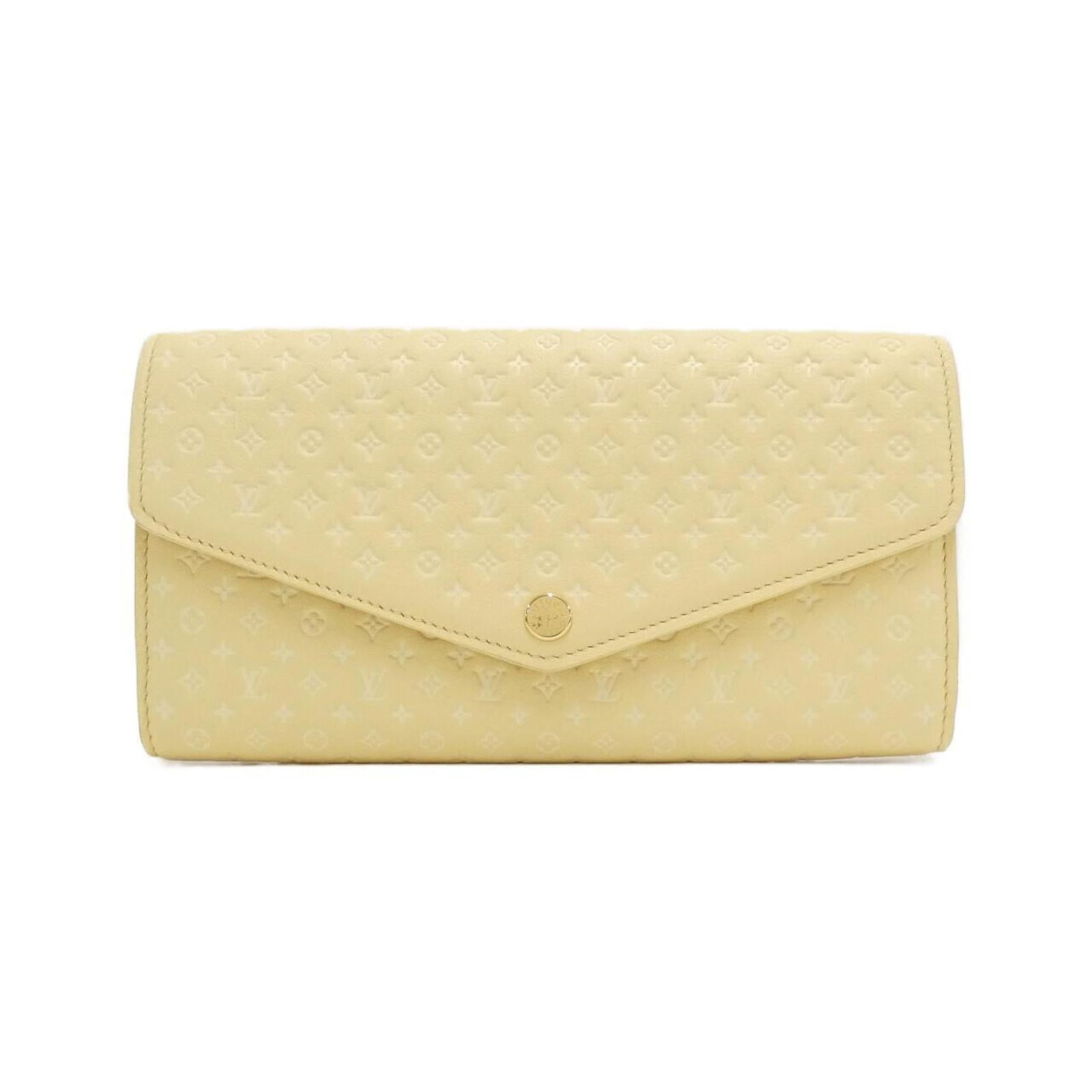 Long Wallet Bi Fold Leather Louis Vuitton: Long Wallet Bi Fold Leather Louis Vuitton Long Wallet Bi Fold Leather Louis Vuitton features calf leather construction and a signature yellow color. The item includes a dust bag for added protection, 