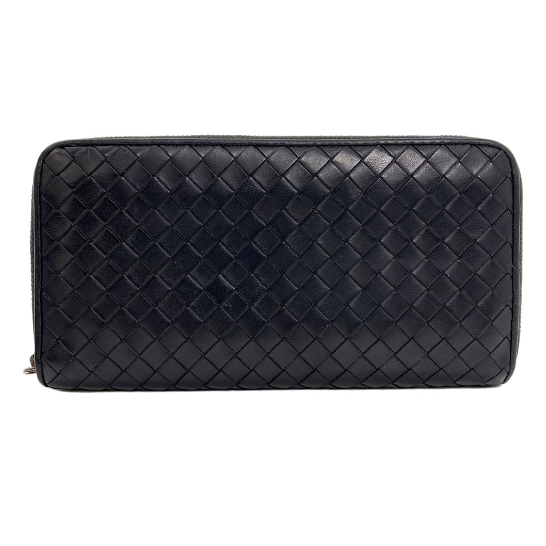 Bottega Veneta Intrecciato Long Wallet (With Coin Pocket) Leather: Bottega Veneta Intrecciato Long Wallet (With Coin Pocket) Leather Black Bottega Veneta Intrecciato Long Wallet with Coin Pocket, featuring the iconic interwoven leather design and convenient coin