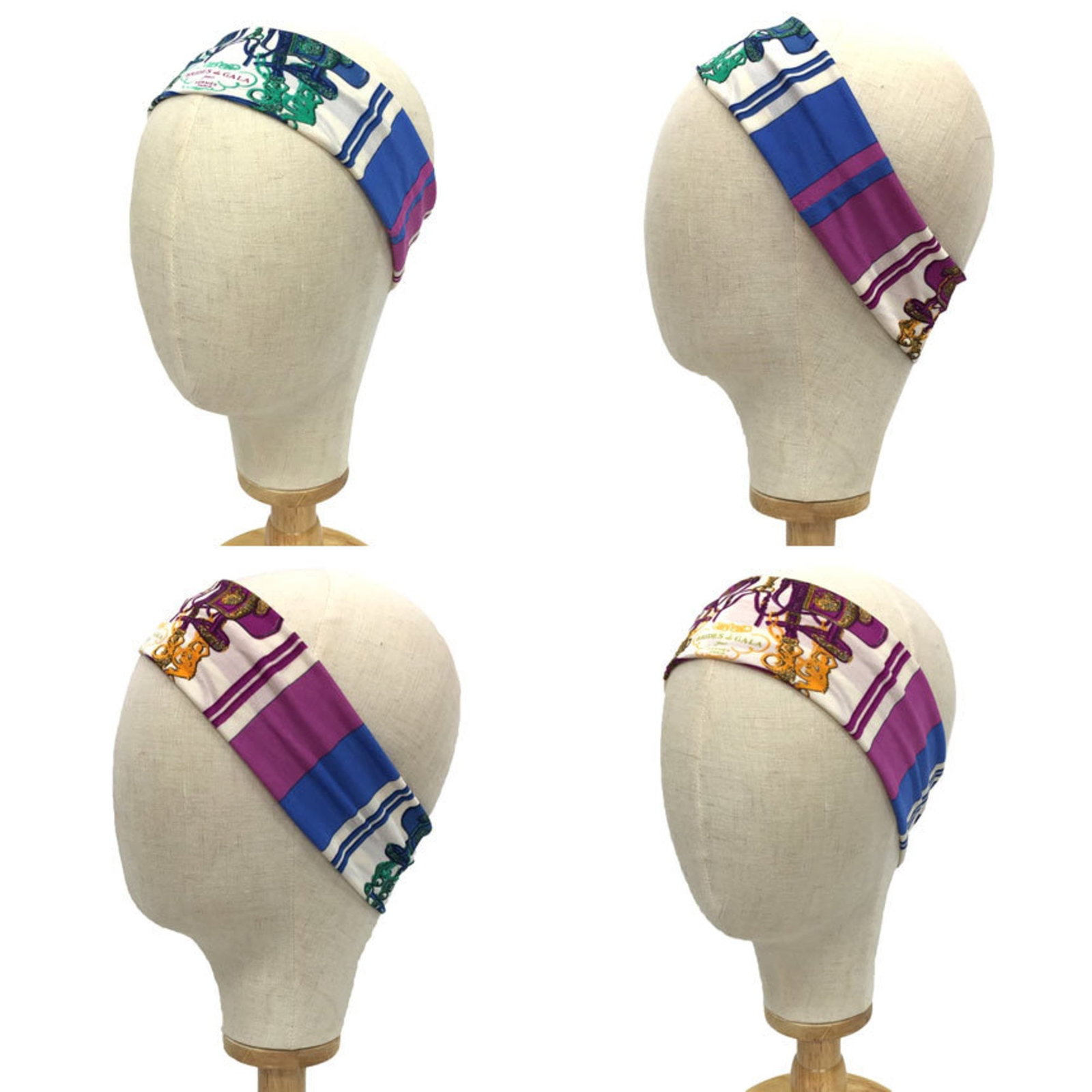 Silk headband by Hermes: Silk headband by Hermes Silk headband by Hermes features anise gray, blue, and pink hues in its elegant design. Made from high-quality silk, the headband measures 6cm x 2.36 inches. This stylish