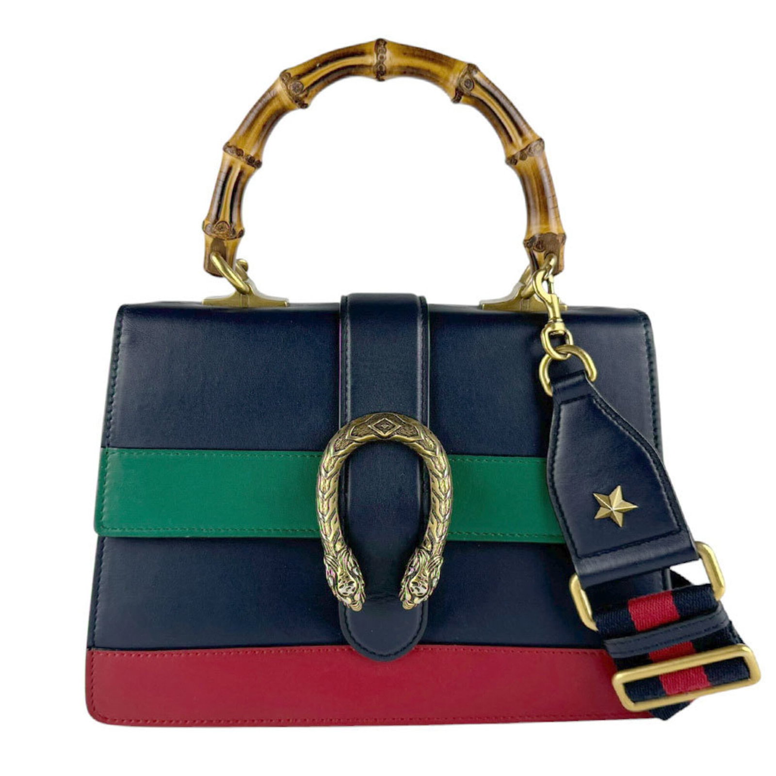 Handbag Leather Gucci Bag Shoulder: Handbag Leather Gucci Bag Shoulder Gucci's iconic leather shoulder bag boasts a vibrant green, navy, and red color palette. Made from high-quality leather, this stylish handbag measures 20cm x 26cm x 