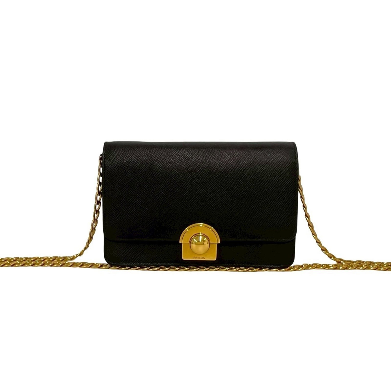 Pochette Leather Prada Shoulder Bag: Pochette Leather Prada Shoulder Bag Prada's Pochette leather shoulder bag boasts sleek, sophisticated design with its black leather exterior and precise dimensions. Measuring just 12cm x 18cm x 3cm, t