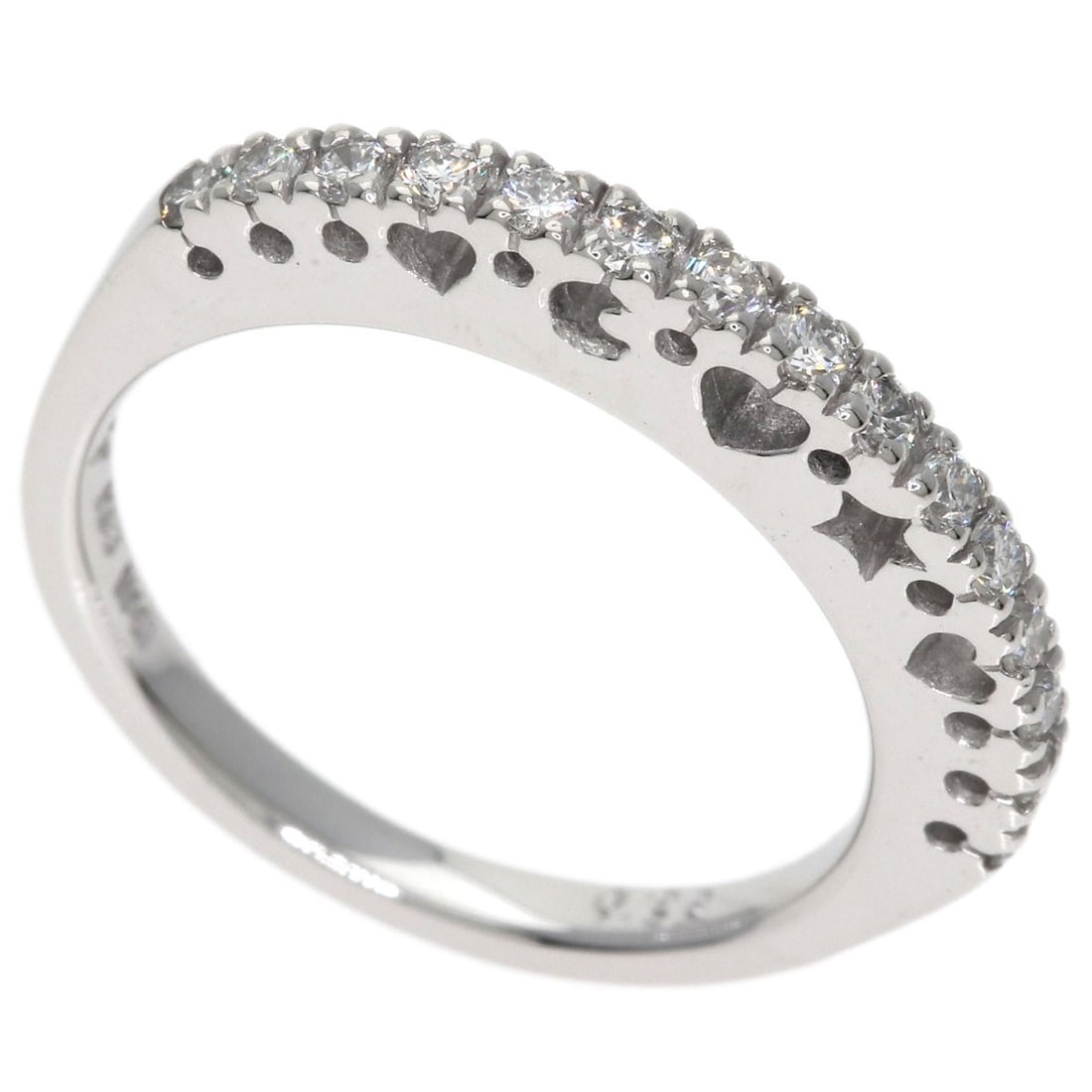 K18 white gold eternity diamond half ponte ring: K18 white gold eternity diamond half ponte ring K18 white gold eternity diamond half ponte ring features a stunning D color diamond weighing 0.29ct, set in a sleek and modern design. The K18 white gol
