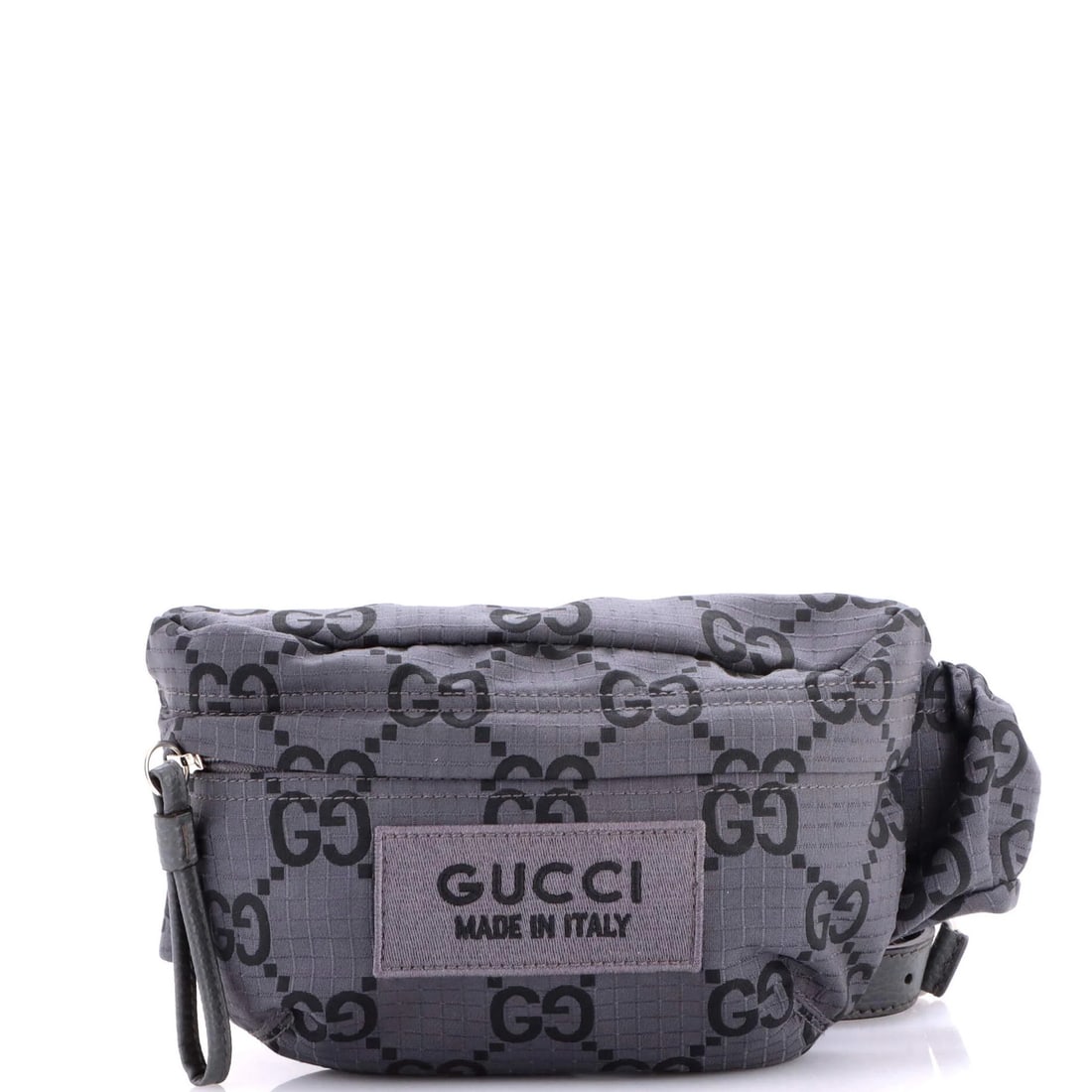 Gucci Ripstop Bag Nylon Leather Belt GG: Gucci Ripstop Bag Nylon Leather Belt GG Gucci Ripstop Bag Nylon Leather Belt GG features a unique combination of nylon and leather materials, with a gray exterior and black interior. The bag-style bel