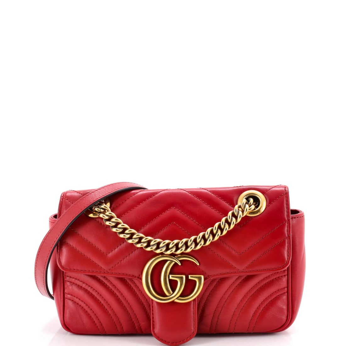 Matelasse Leather Mini Bag Gucci Flap Marmont: Matelasse Leather Mini Bag Gucci Flap Marmont The Matelasse Leather Mini Bag Gucci Flap Marmont boasts a striking red exterior with the signature GG Marmont design. Measuring just 6" tall and 8" wide,