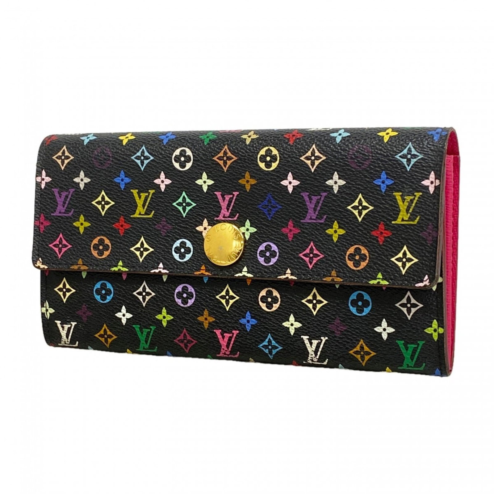 Long Bi Fold Wallet Louis Vuitton: Long Bi Fold Wallet Louis Vuitton Grenade and Noir hues perfectly complement each other in this sleek, long bi-fold wallet from Louis Vuitton. Measuring 10cm x 19cm x 3cm, its compact design makes it 