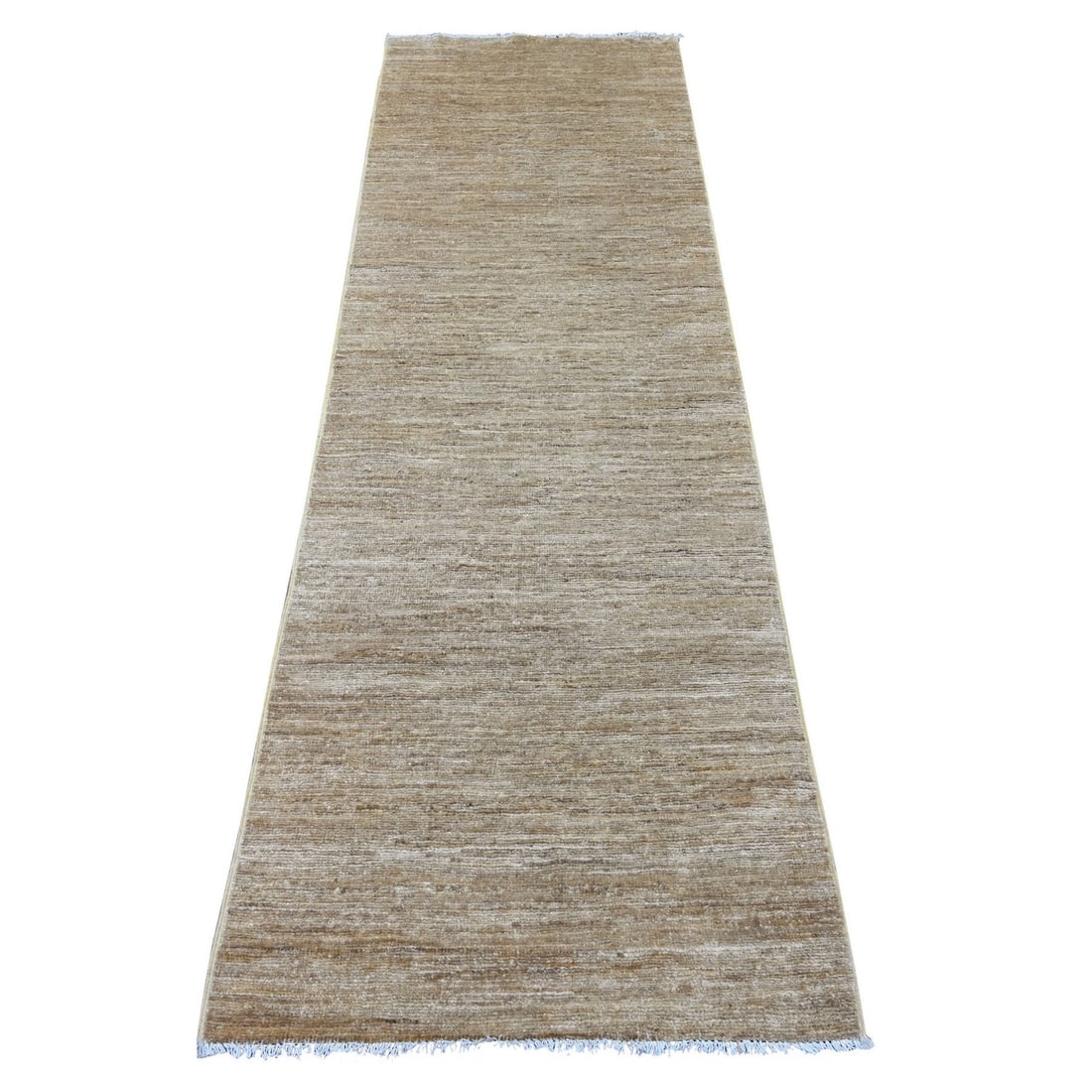 2'6"x8' Brown Plain Solid Pattern Hand Knotted Ghazni Wool Runner Rug: 2'6"x8' Brown Plain Solid Pattern Hand Knotted Ghazni Wool Runner Rug The Ghazni Wool Runner Rug boasts a timeless, modern design with a rich brown solid pattern. Hand-knotted from high-quality wool, 