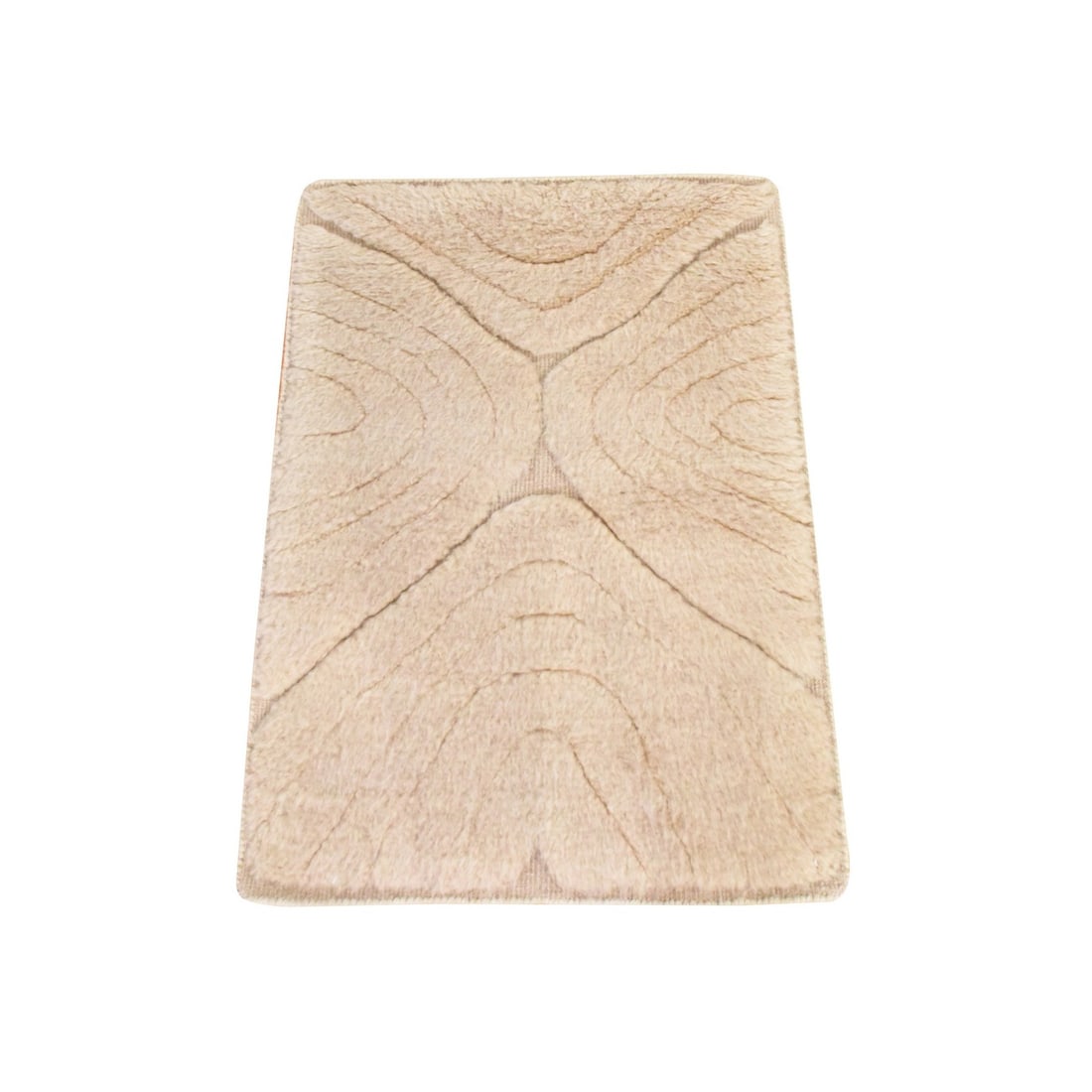 Moroccan Beige Hand Knotted Wool Shaggy 2'1"x2'10" Mat (1 of 8)