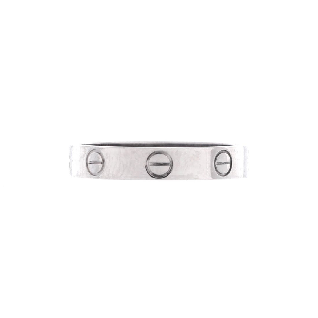 Cartier Love Wedding Band Ring 18K White Gold: Cartier Love Wedding Band Ring 18K White Gold The Cartier Love Wedding Band Ring in 18K White Gold boasts a sleek, minimalist design with a width of 3.60 mm. This classic ring features the signature C