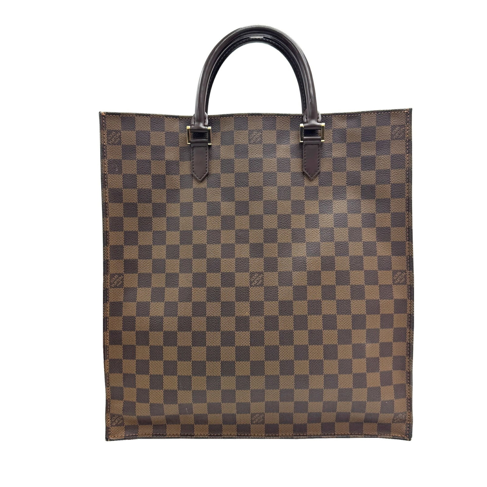 Handbag Damier Leather Canvas Louis Vuitton: Handbag Damier Leather Canvas Louis Vuitton Damier canvas and leather make up this classic Louis Vuitton handbag, available in brown Ebene. Measuring 38cm x 35cm x 8.5cm, it comes with a dust bag for 