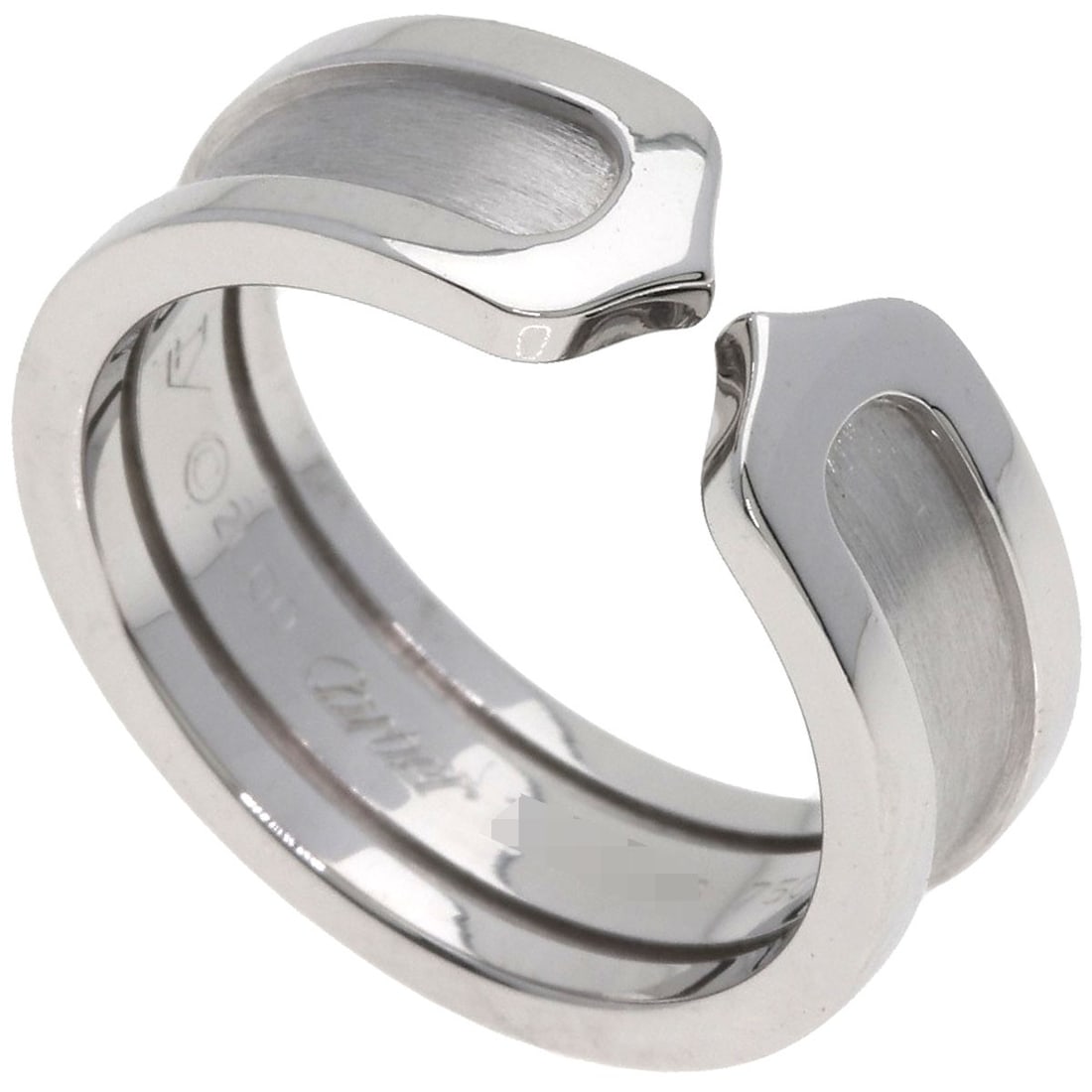 White Gold Cartier K18 Ring 51: White Gold Cartier K18 Ring 51 K18 White Gold Cartier Ring with Elegant Design. This striking ring features K18 white gold material and a sleek, silver metal exterior. With its unique style and premiu