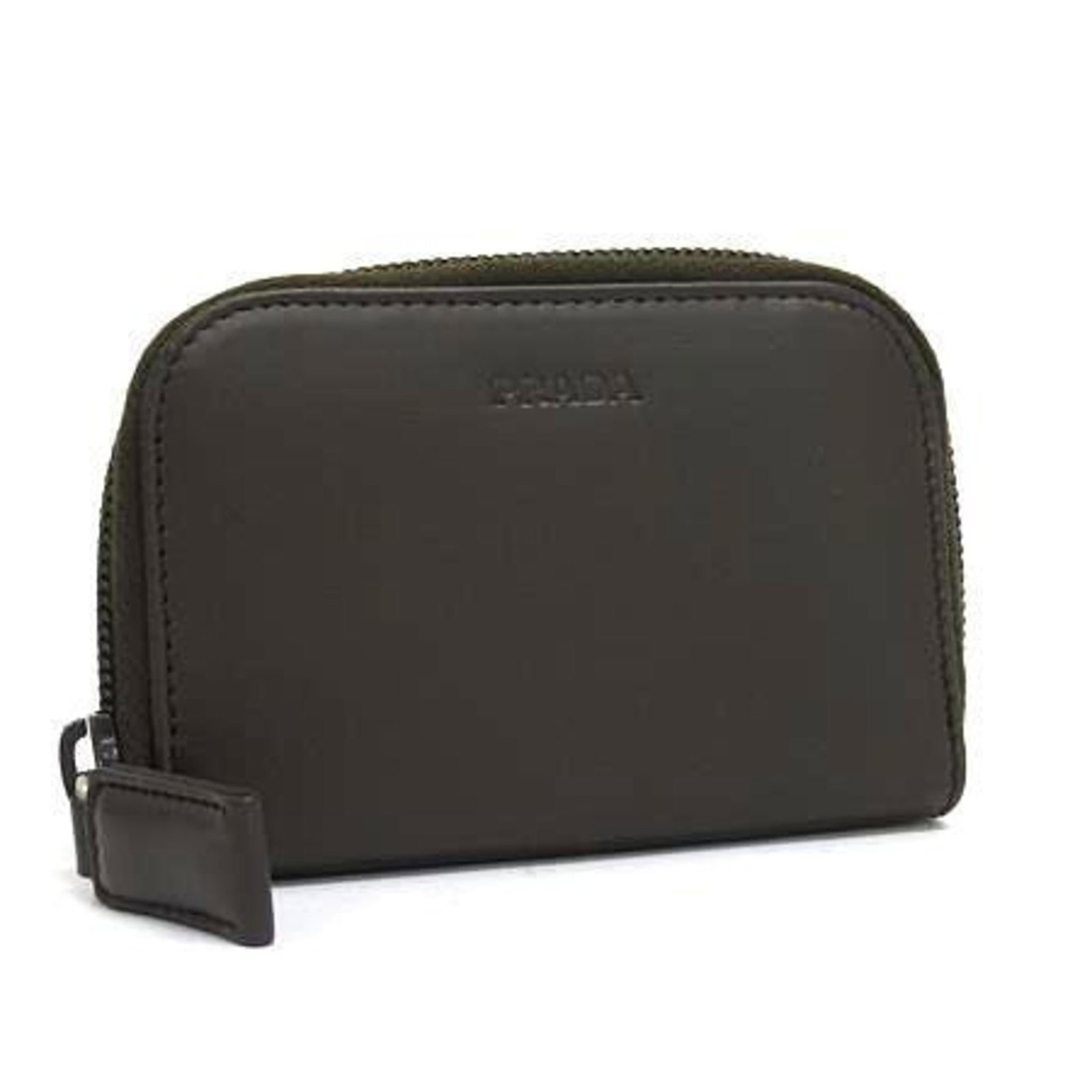 Prada Dark Brown Leather Key Case 6-Ring Round For Men And Women: Prada Dark Brown Leather Key Case 6-Ring Round For Men And Women Dark brown leather key case with a classic 6-ring round design, crafted from high-quality Italian leather. Measuring 7.2cm x 10.5cm x 1